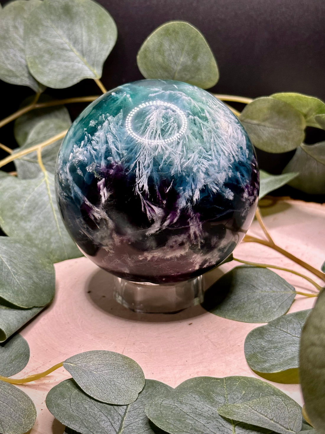 Feather Fluorite Statement Sphere