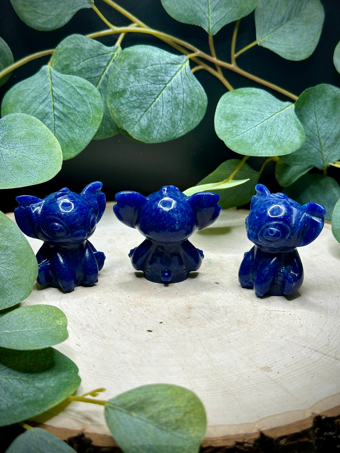 Blue Aventurine cartoon alien  Carvings