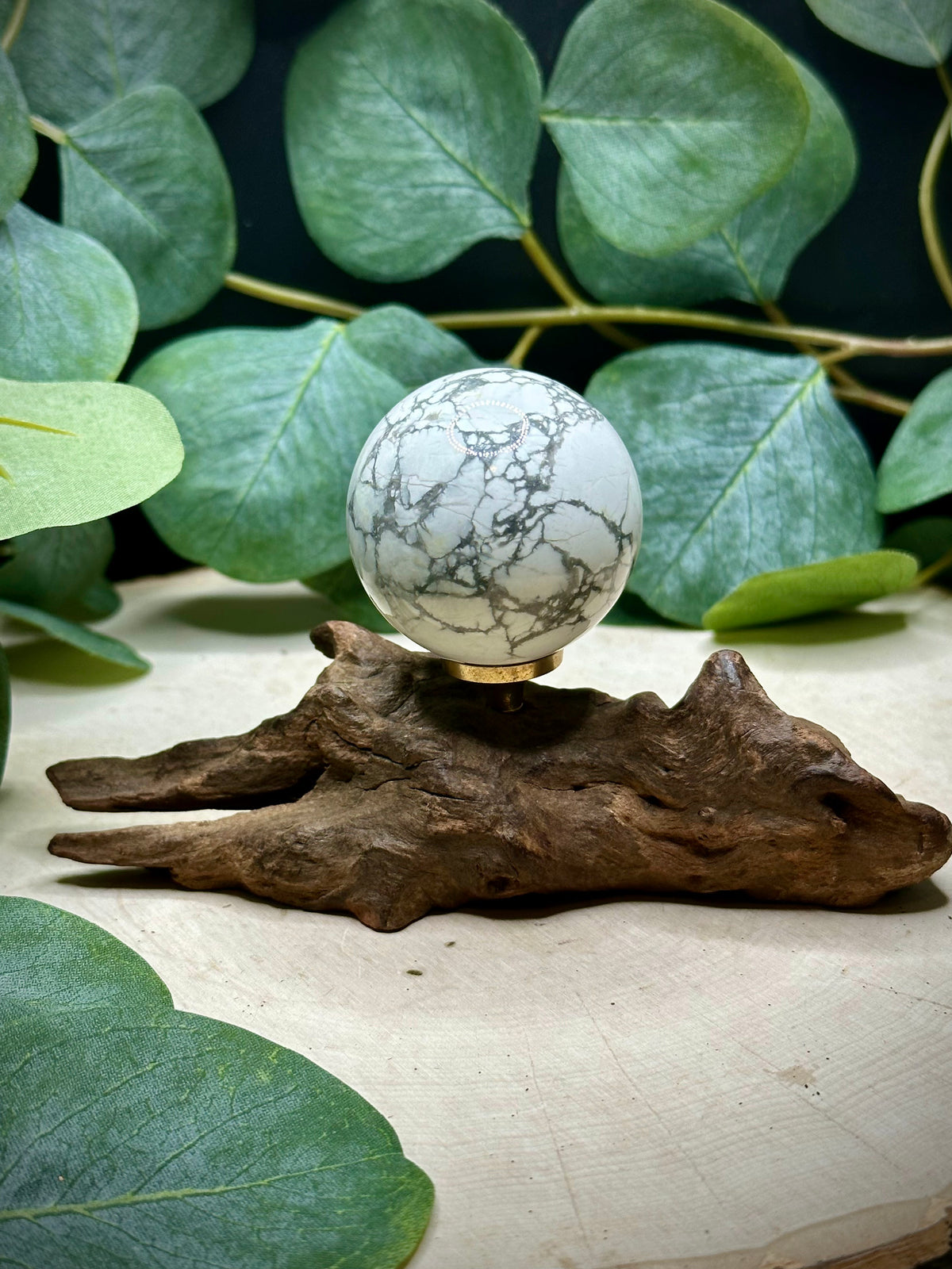 Natural White Howlite Spheres | Veined Crystal Mineral Spheres