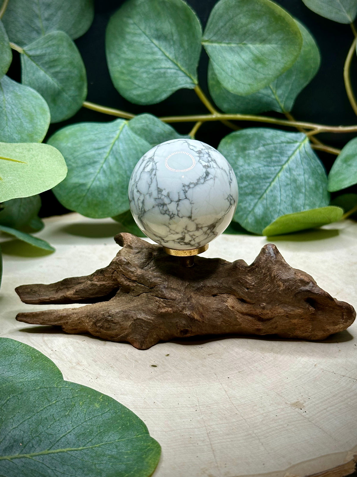 Natural White Howlite Spheres | Veined Crystal Mineral Spheres