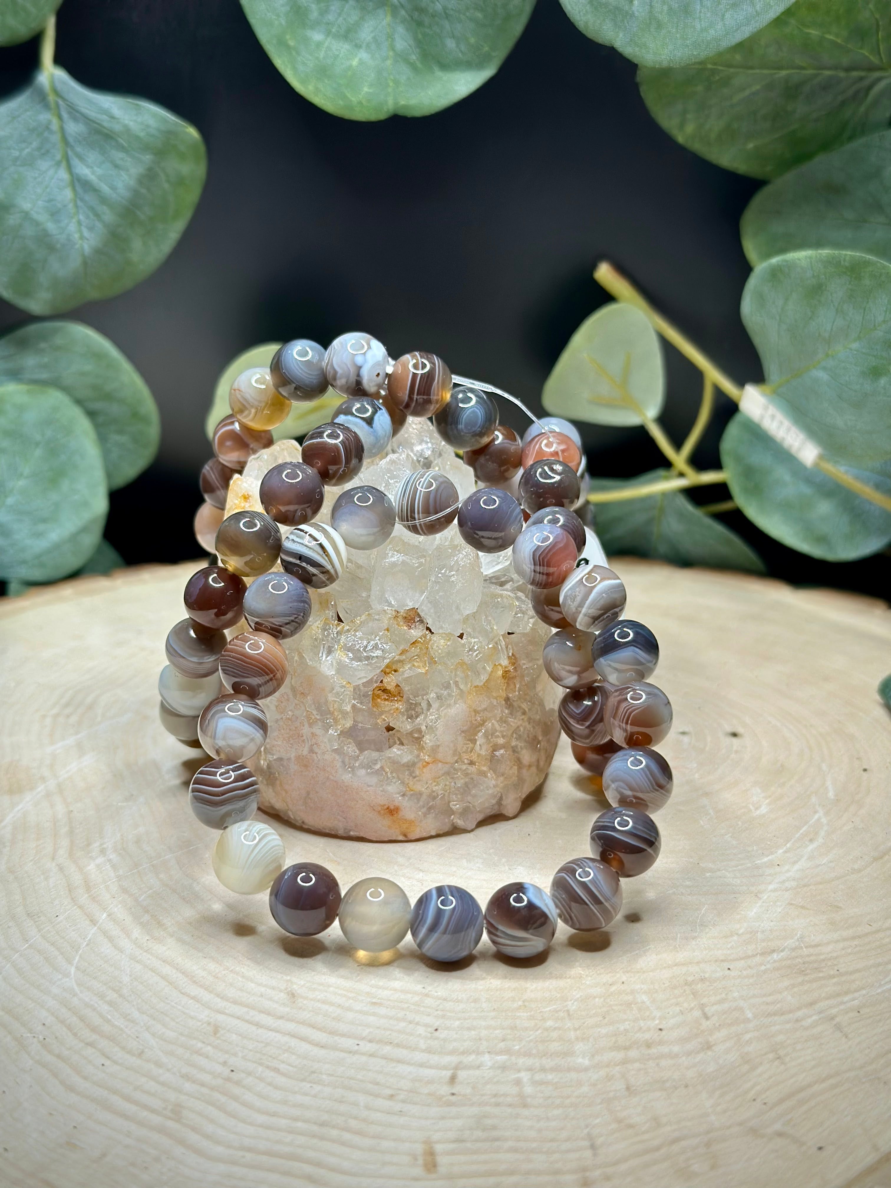 Botswana Agate 10mm Beaded Bracelet