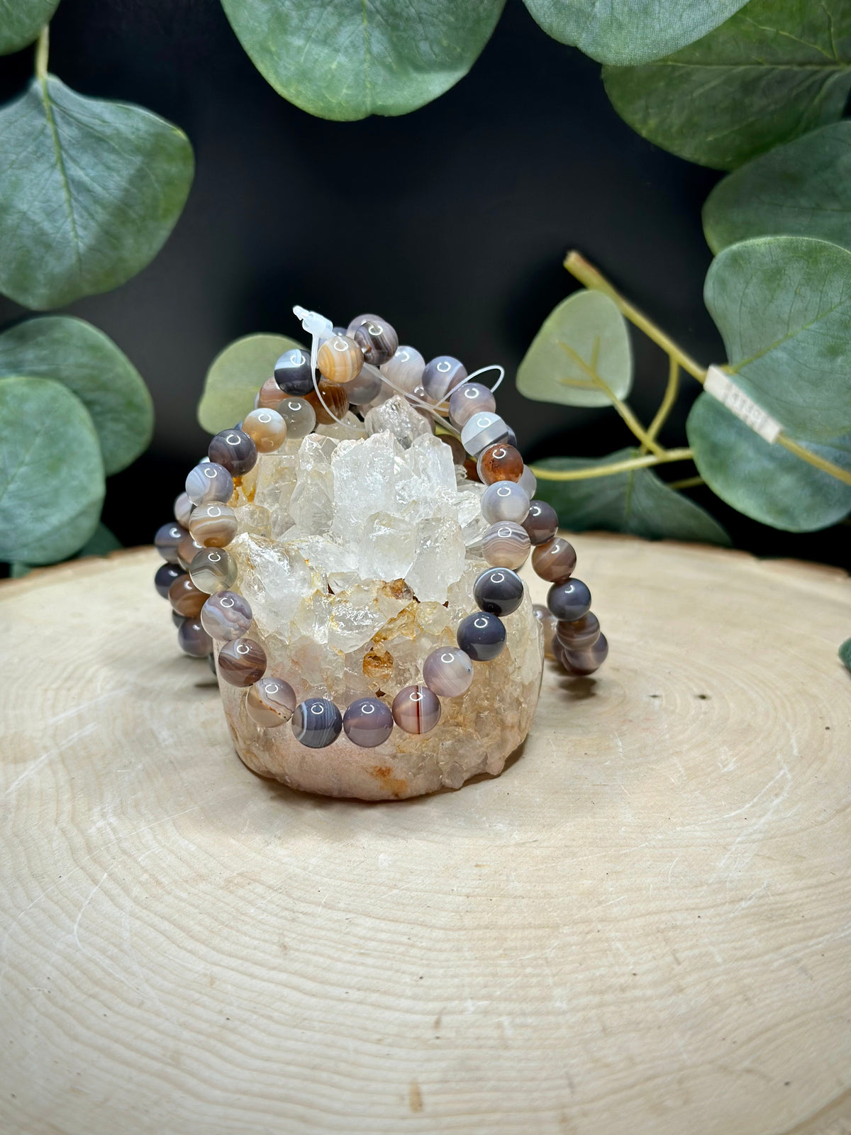 Botswana Agate 8mm Beaded Bracelet - Still Water Crystals