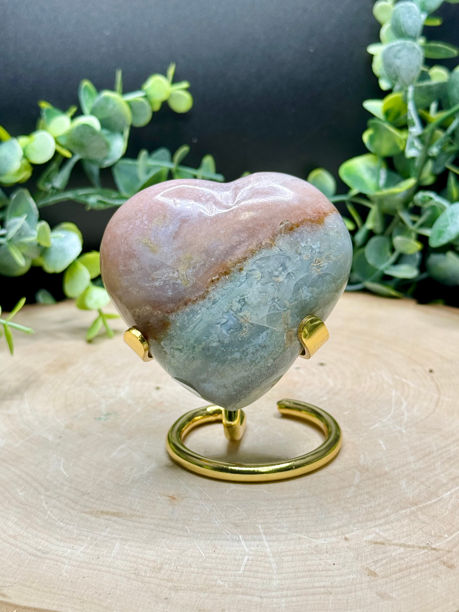 Sea Jasper Heart Carvings