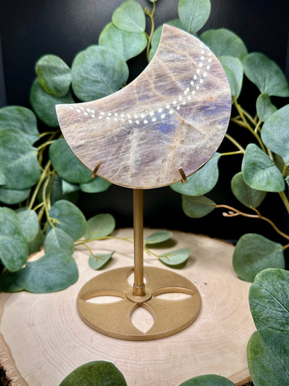 Moonstone Moon Carving with Stand