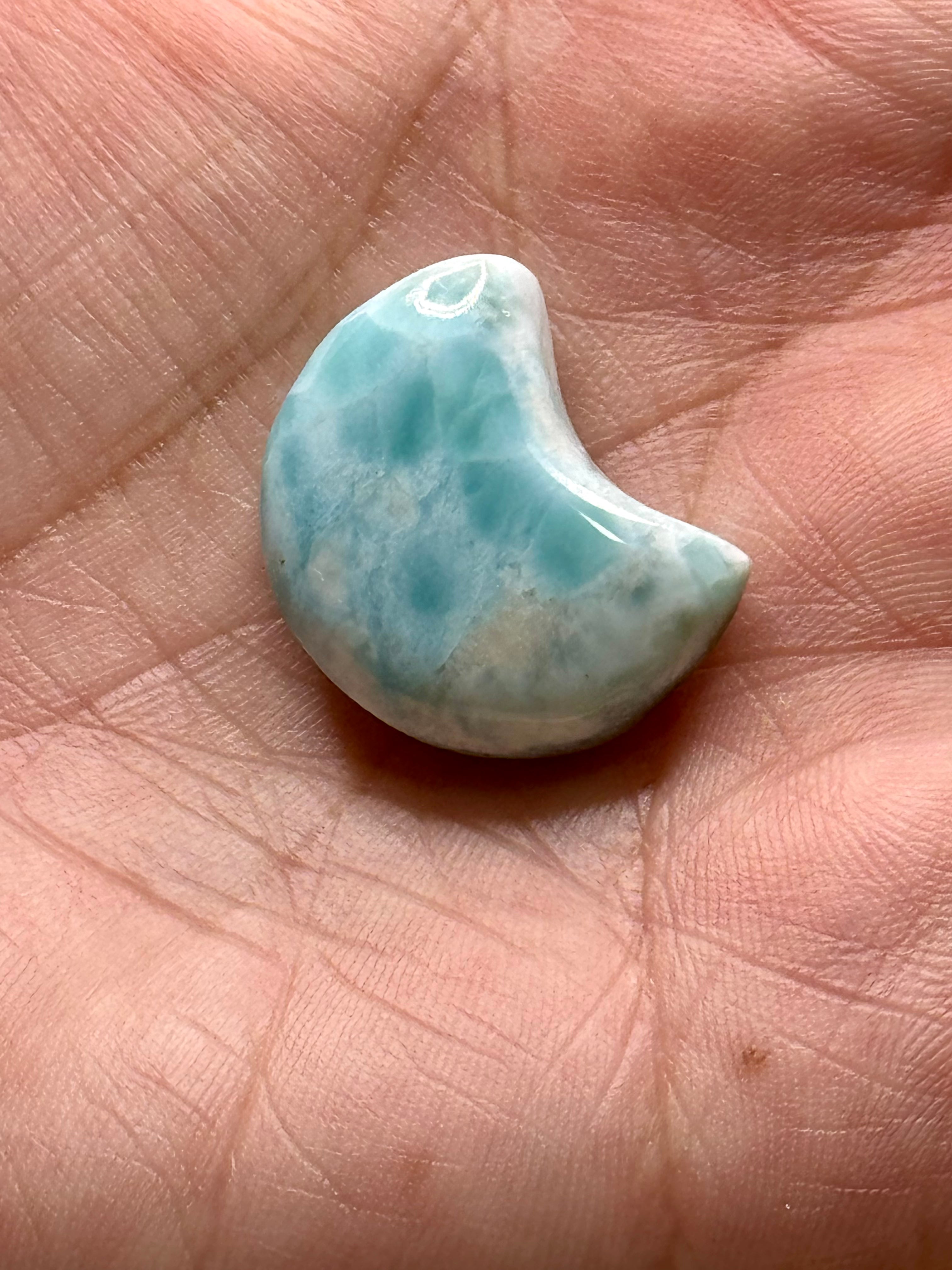 Mini Larimar Moon Carvings