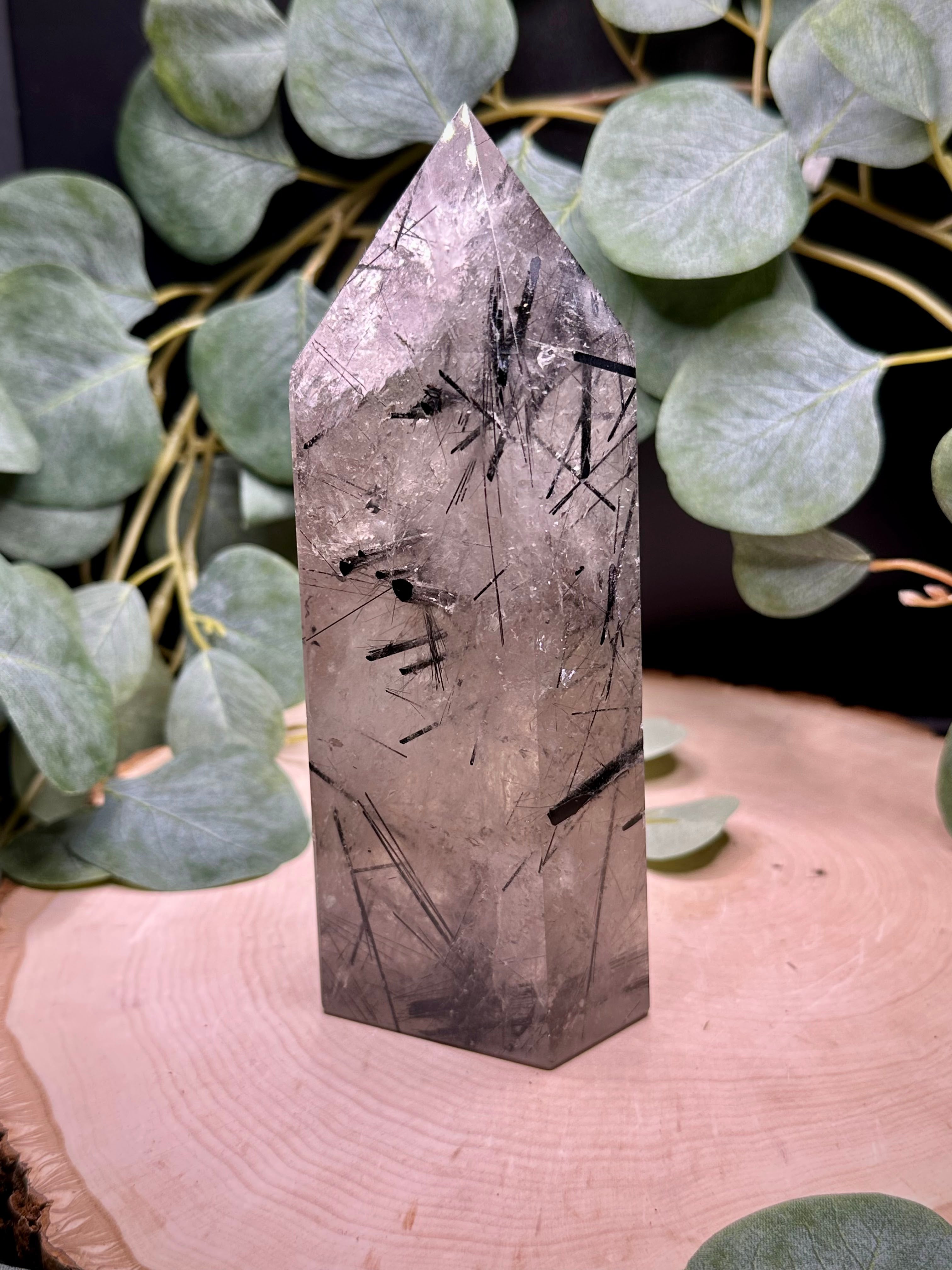 Black Tourmalinated Quartz Statement Tower