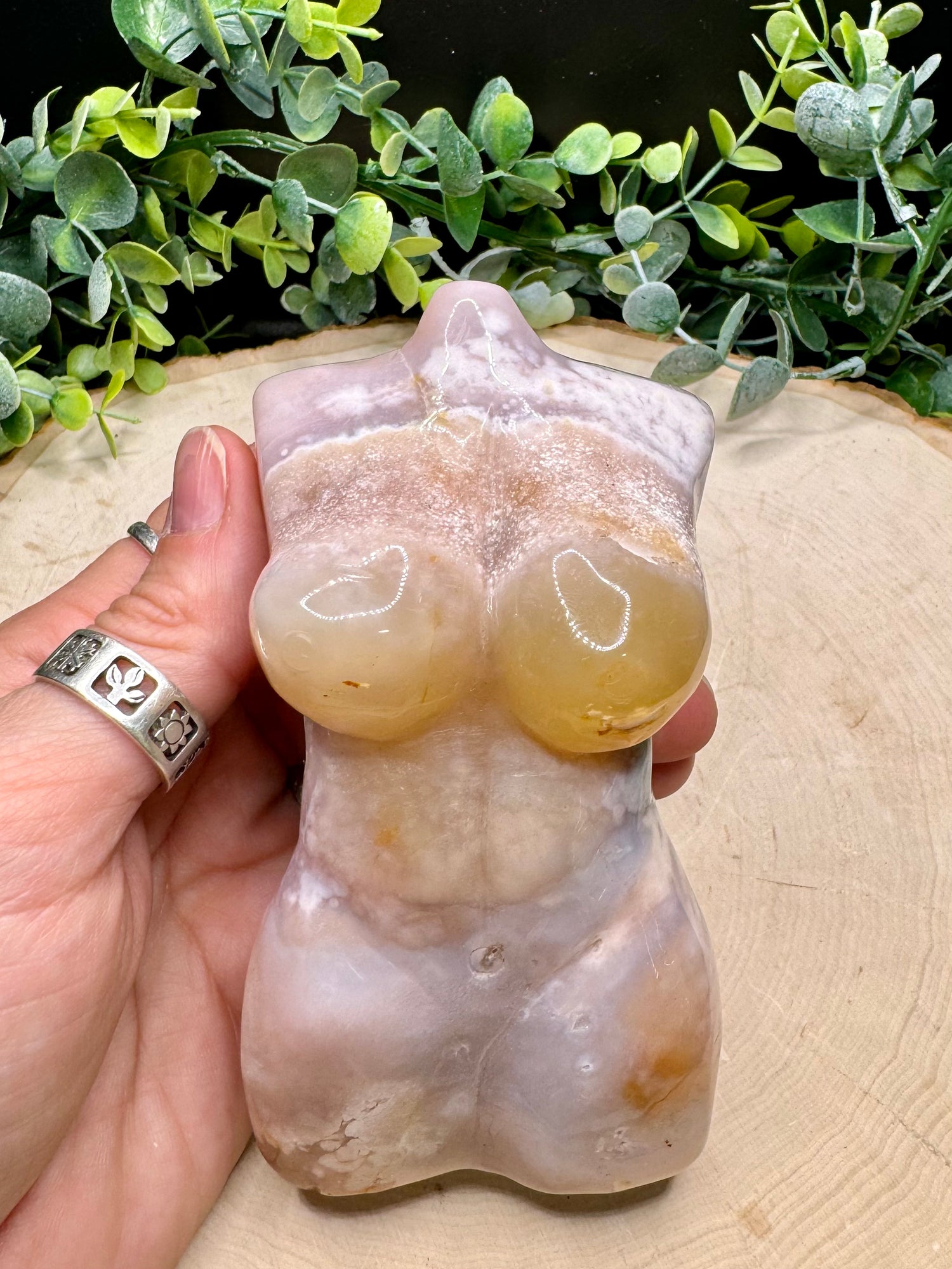 Flower Agate Goddess Body Carvings