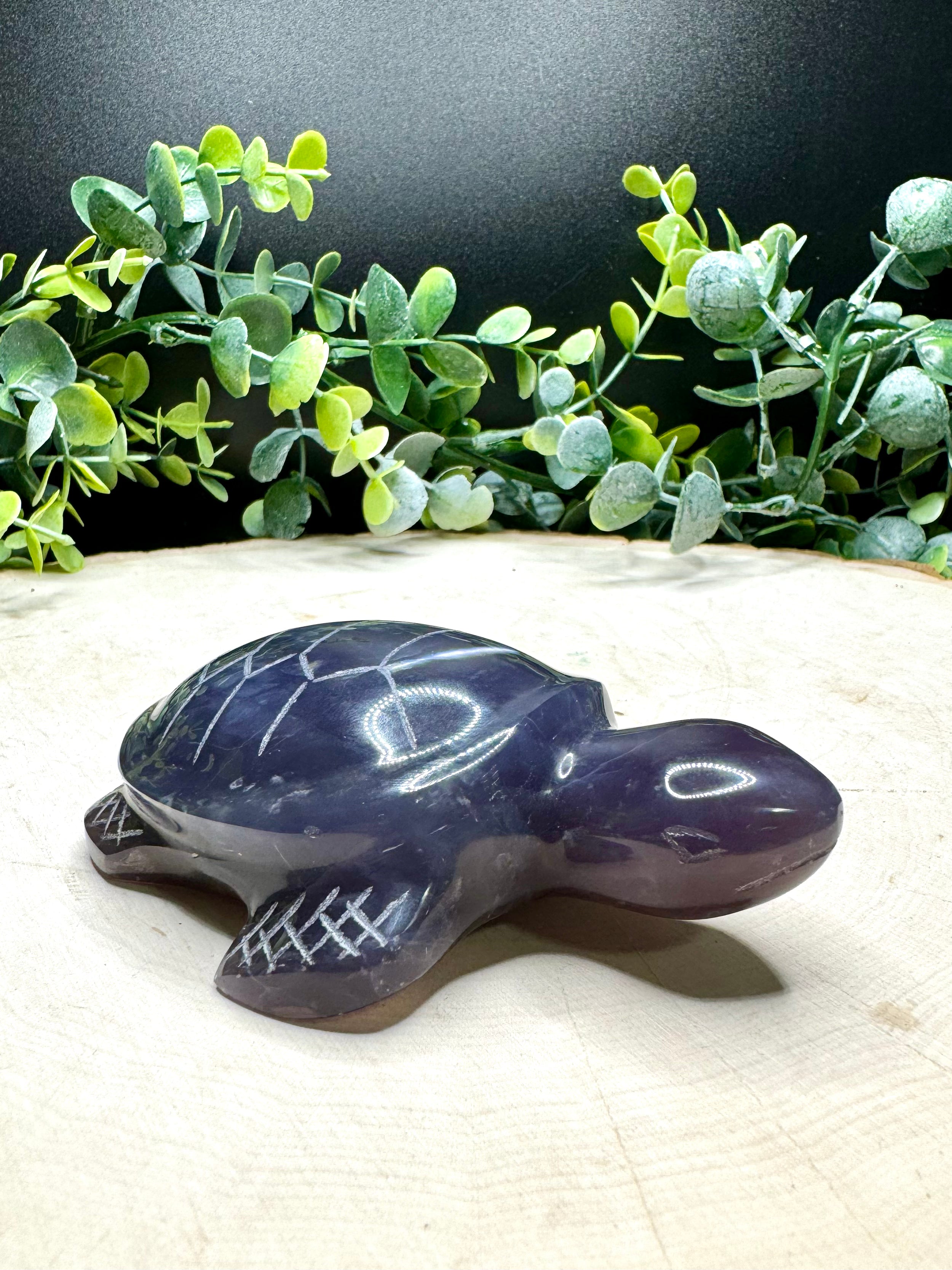 Purple Chalcedony Turtle Carvings