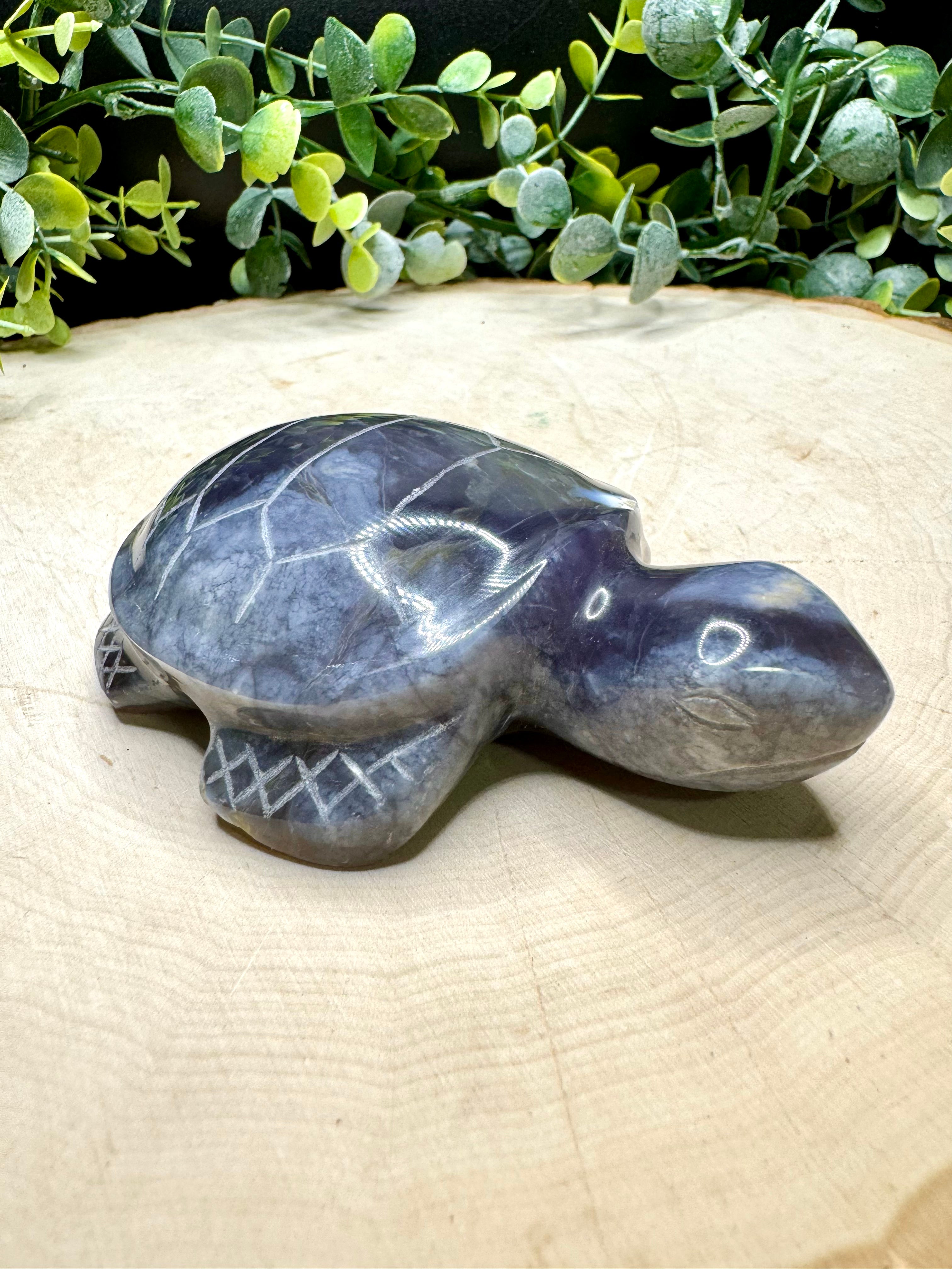 Purple Chalcedony Turtle Carvings