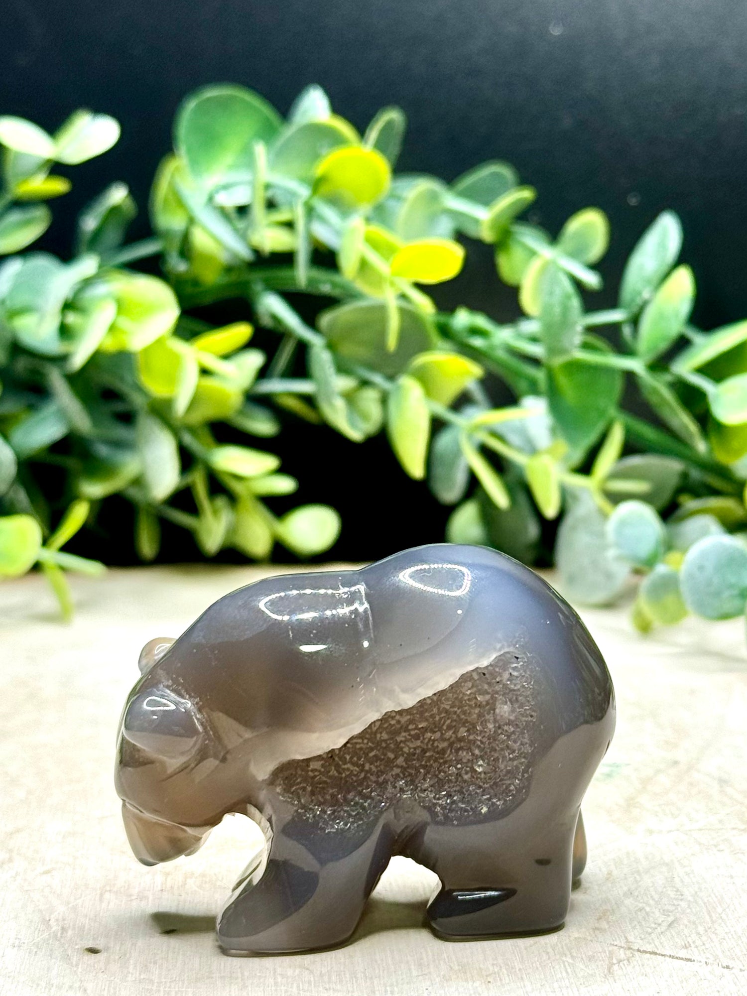 Druzy Agate Bear Carvings