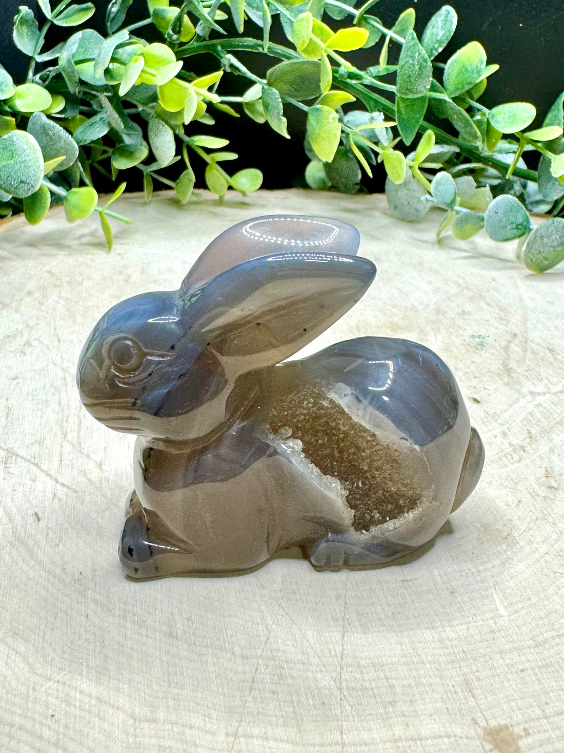 Druzy Agate Rabbit Carvings