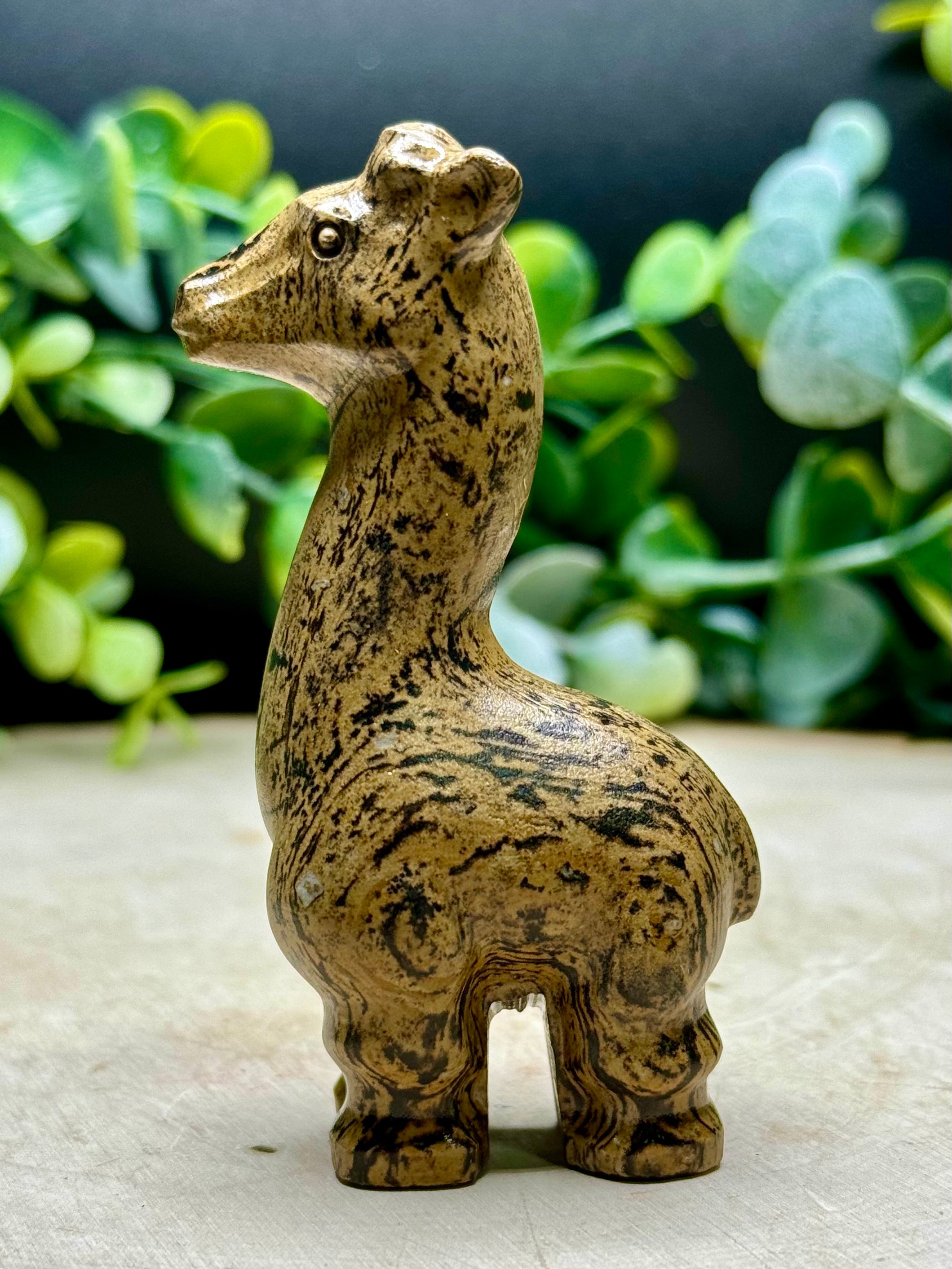 Picture Jasper Giraffe Carving