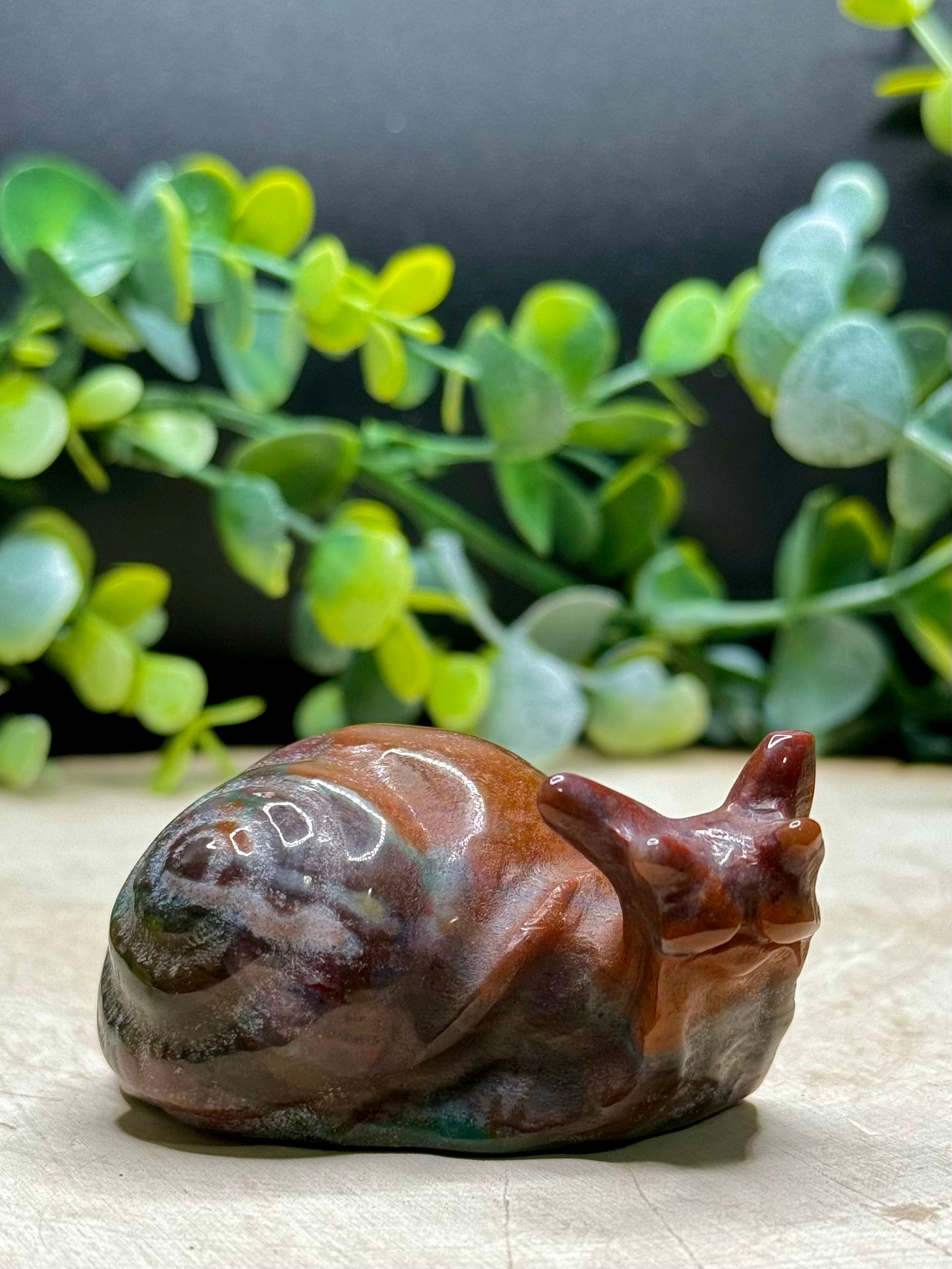 Ocean Jasper Snail Carving