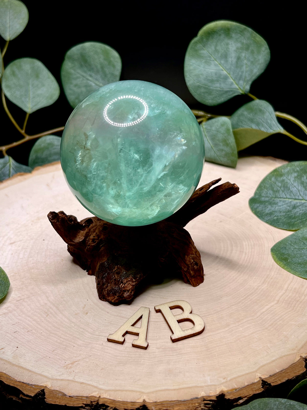 Large Green BAJA Fluorite Sphere with Rainbows | Natural Fluorite Crystal Sphere | Statement Display Piece