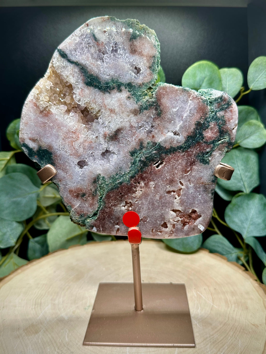 Brazilian Pink Amethyst w/ Jasper on Stand