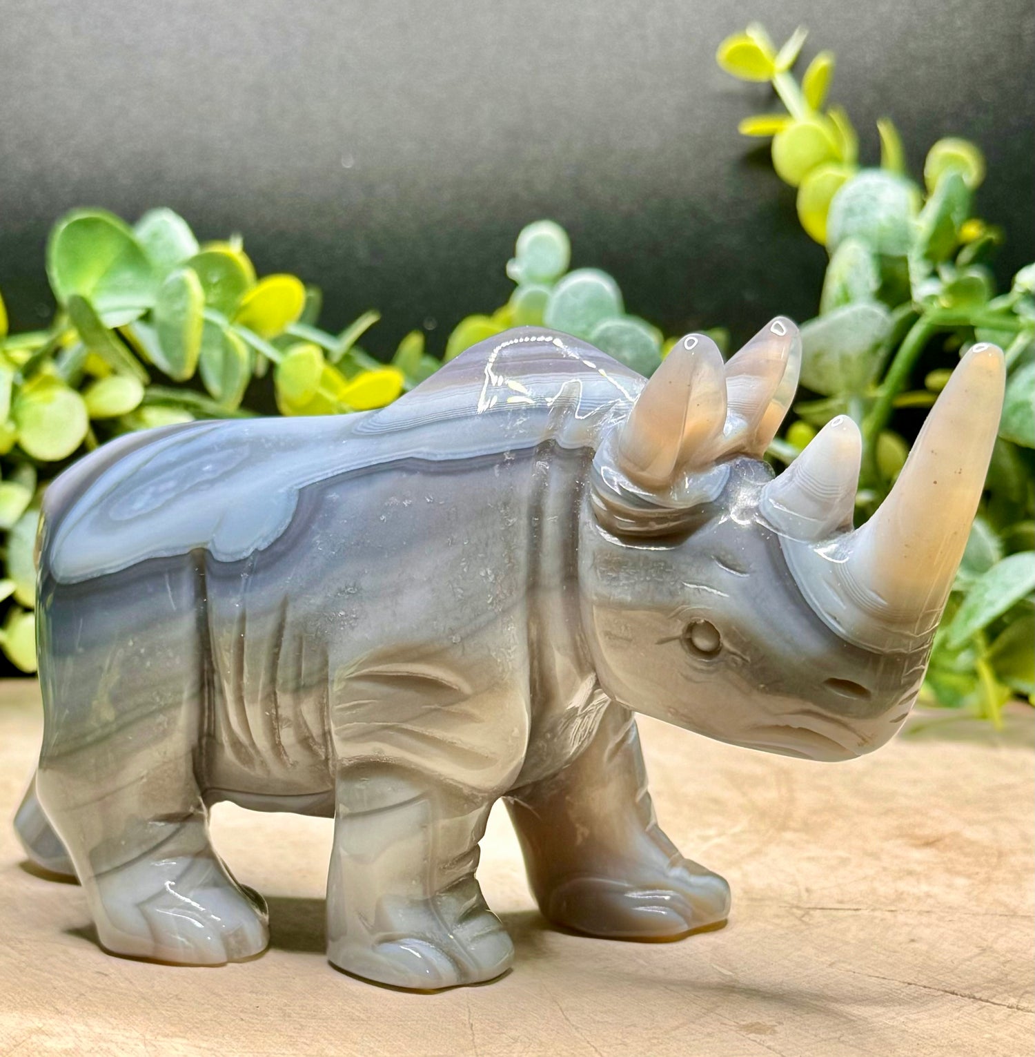 Agate Rhino Statement Carving