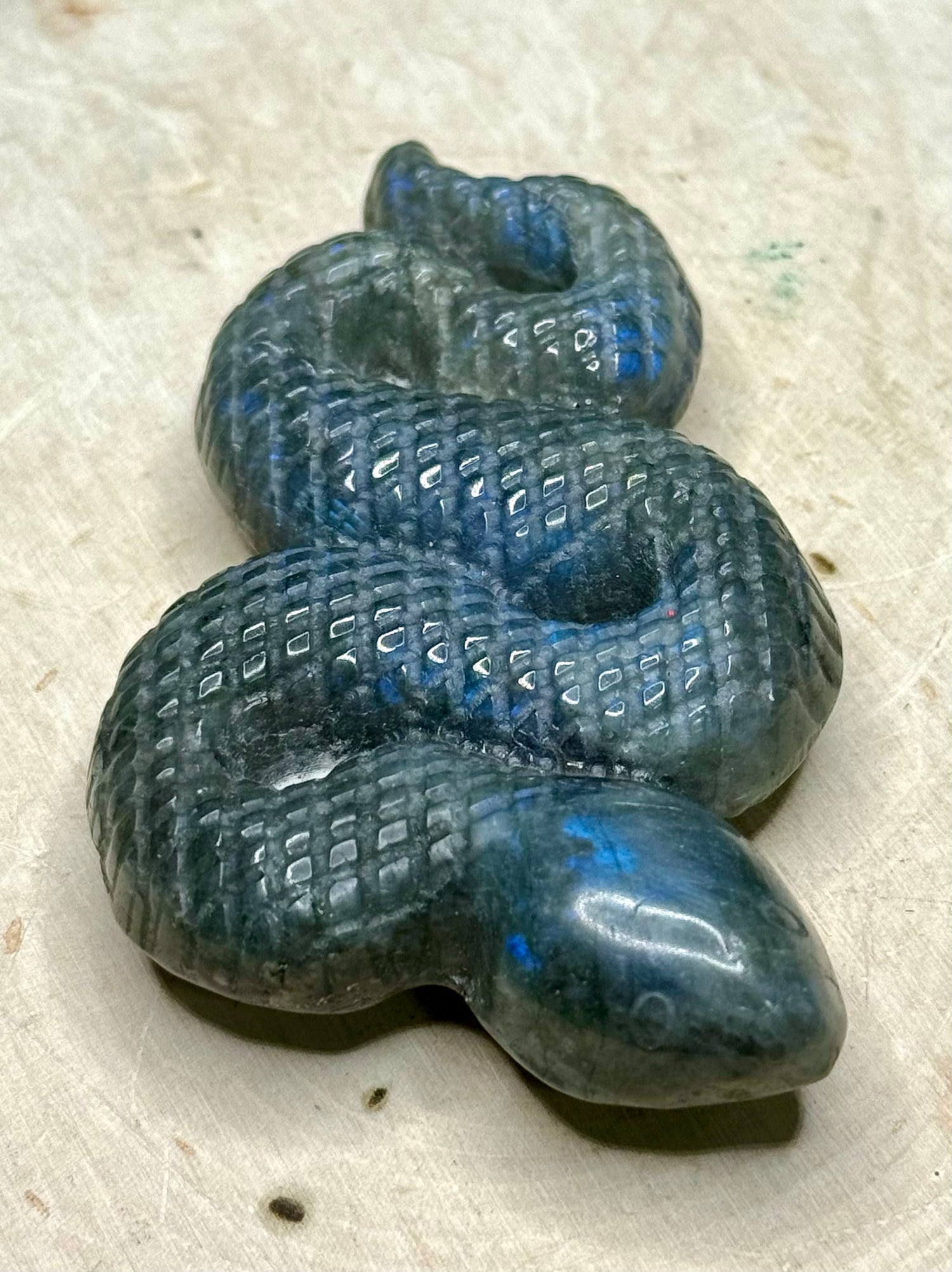 Labradorite Snake Carving