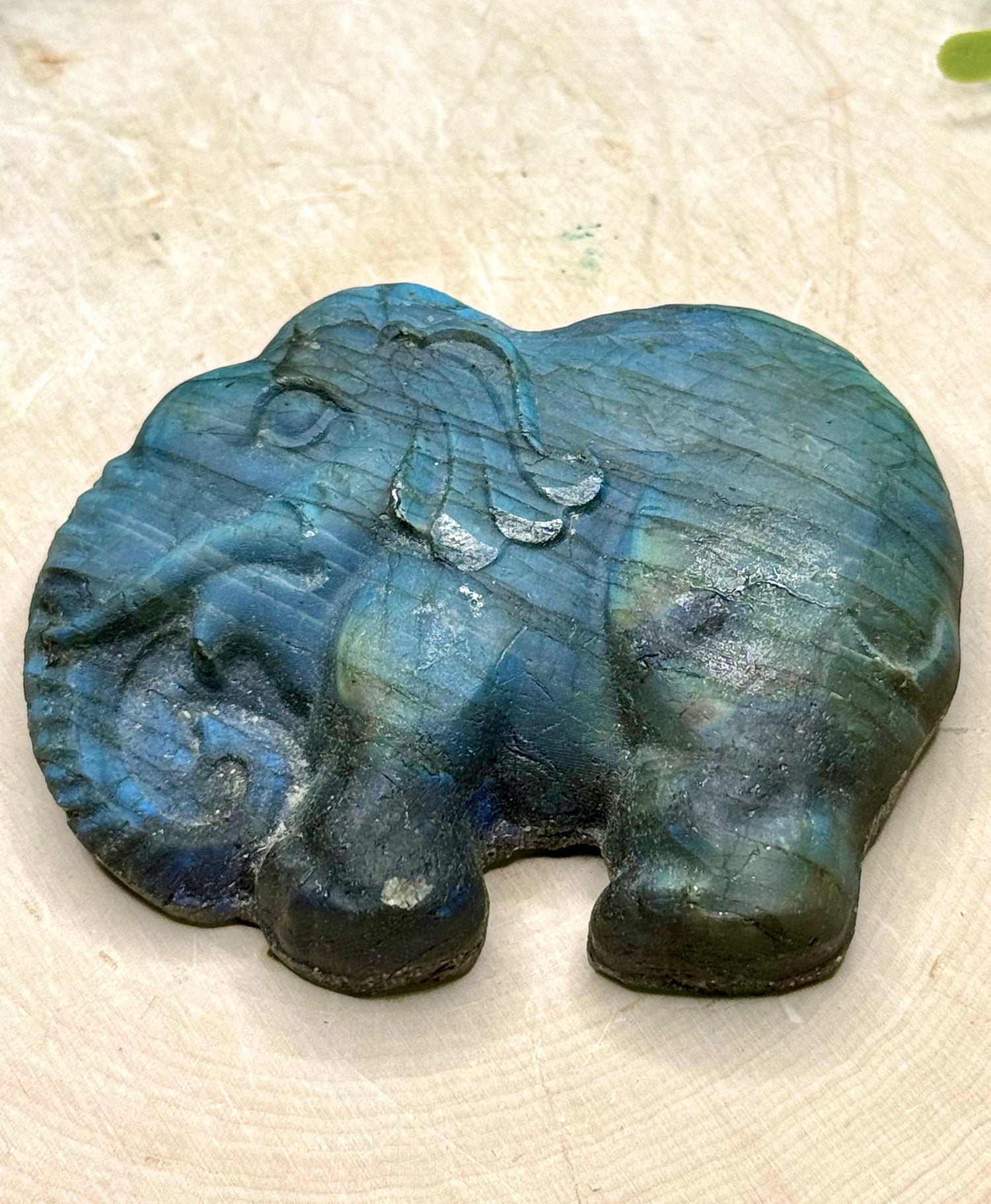 Handcarved Labradorite Elephant Carving