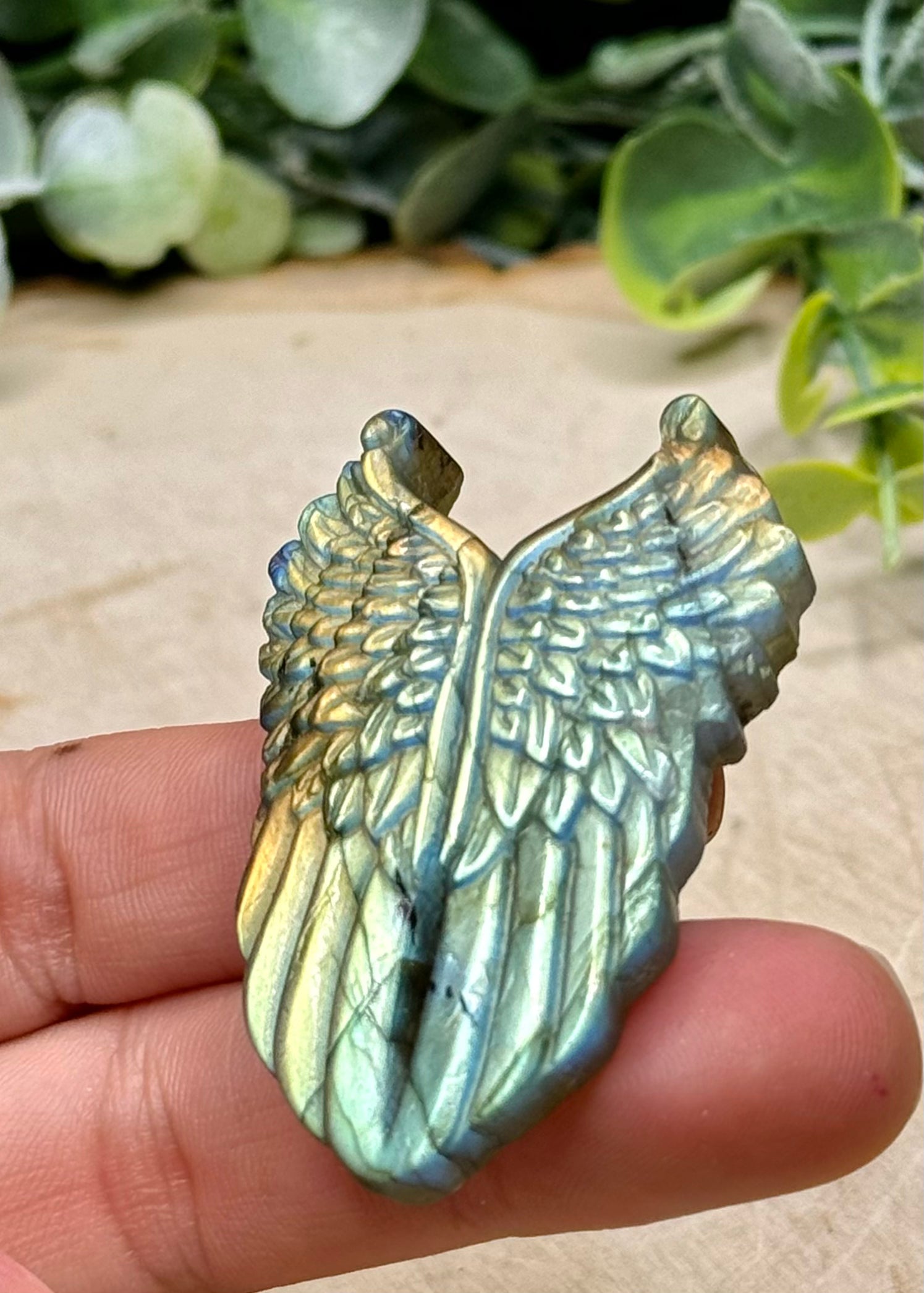 Labradorite Wing Carvings