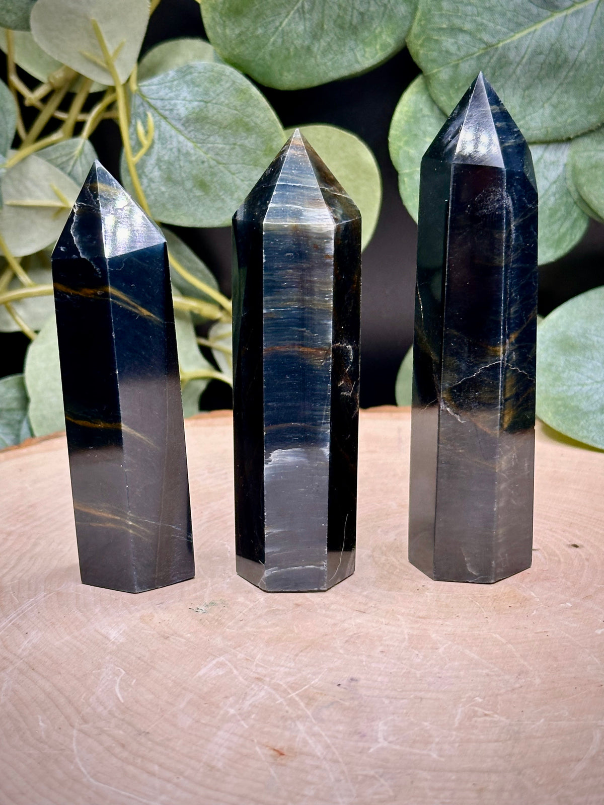 Blue Tiger’s Eye Towers | Hawk’s Eye Crystal Points - Still Water Crystals