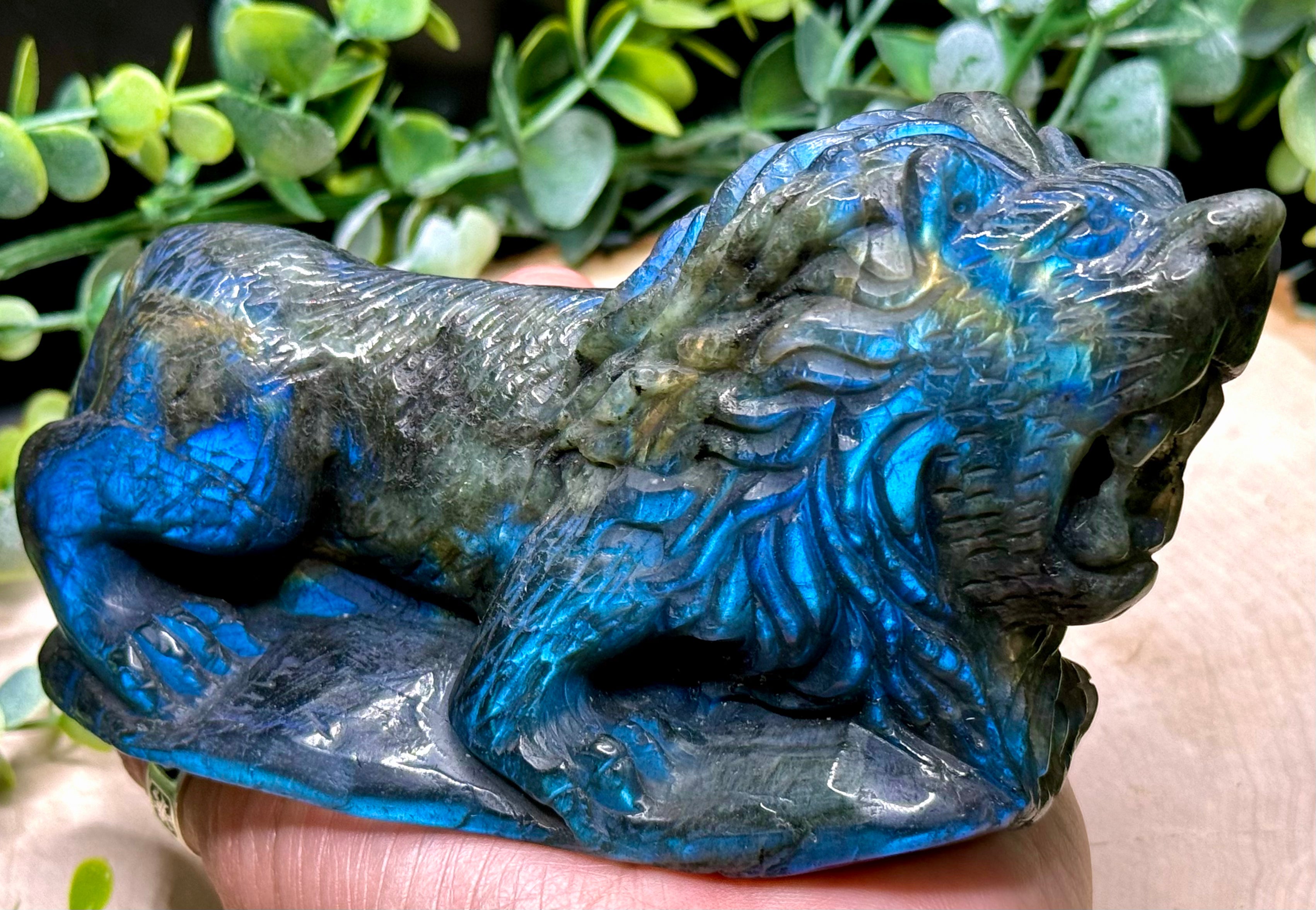 Labradorite Lion Carving