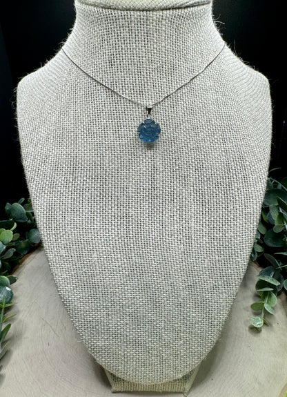 Blue Aquamarine Rose Pendant