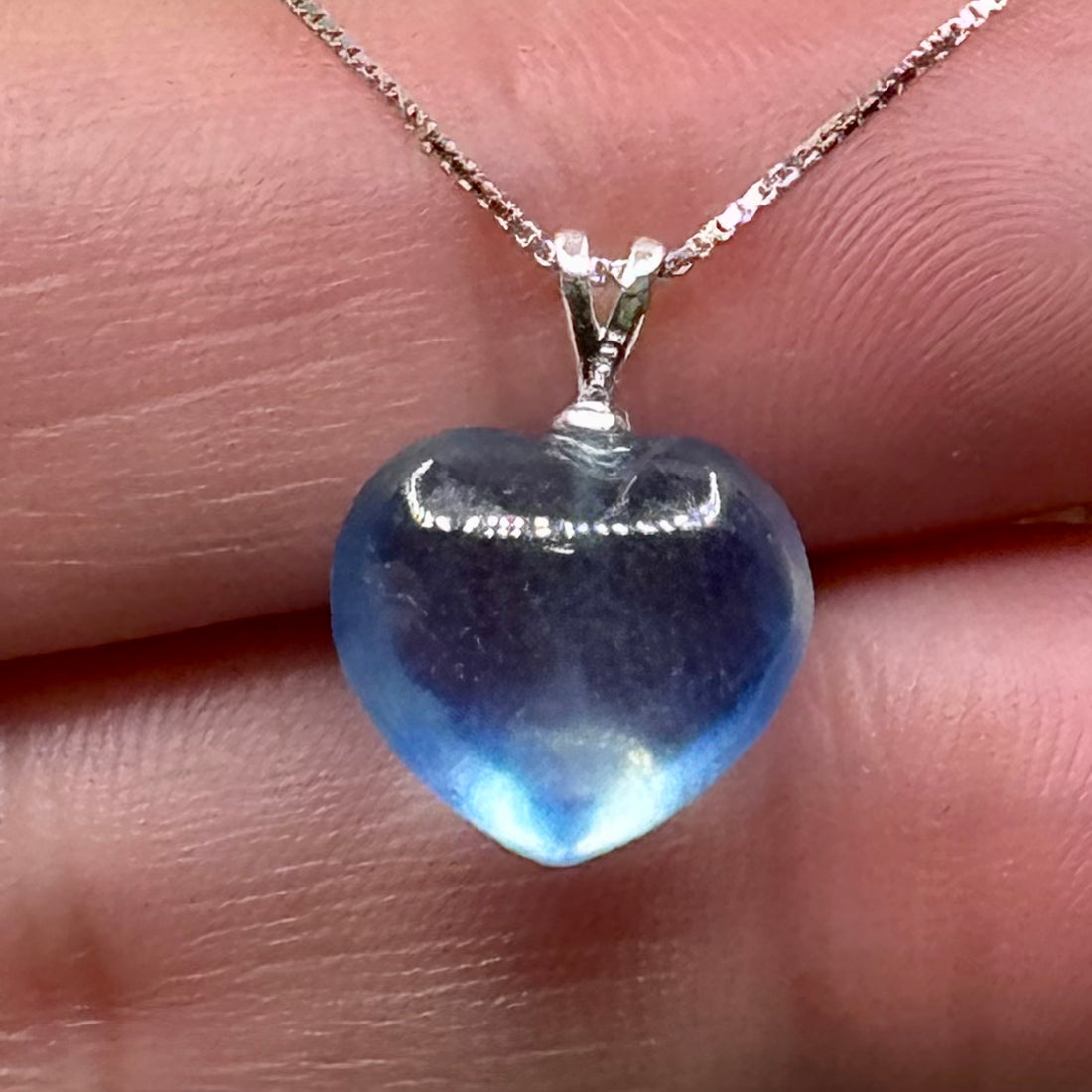 Blue Aquamarine Heart Pendants