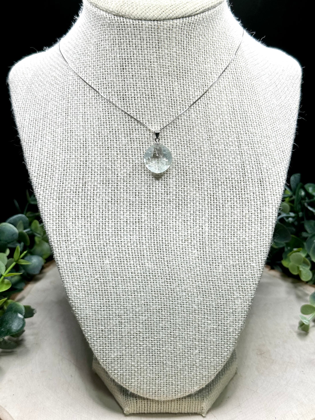 Faceted Round Prasiolite Pendant