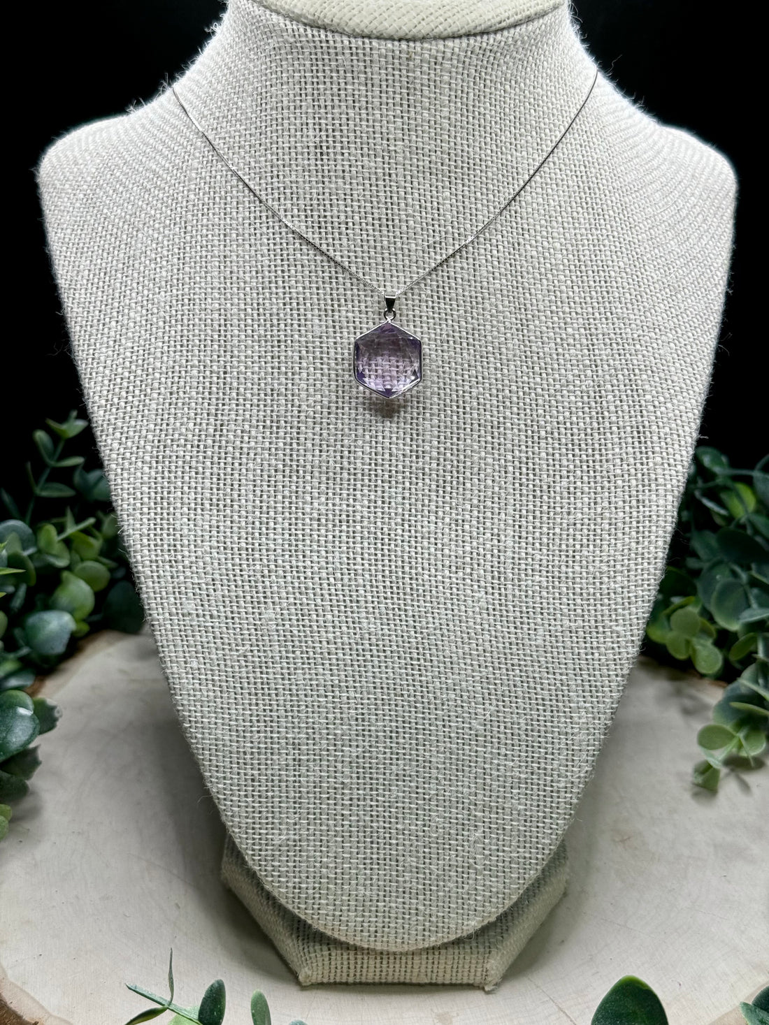 Amethyst Faceted Hexagon Pendant