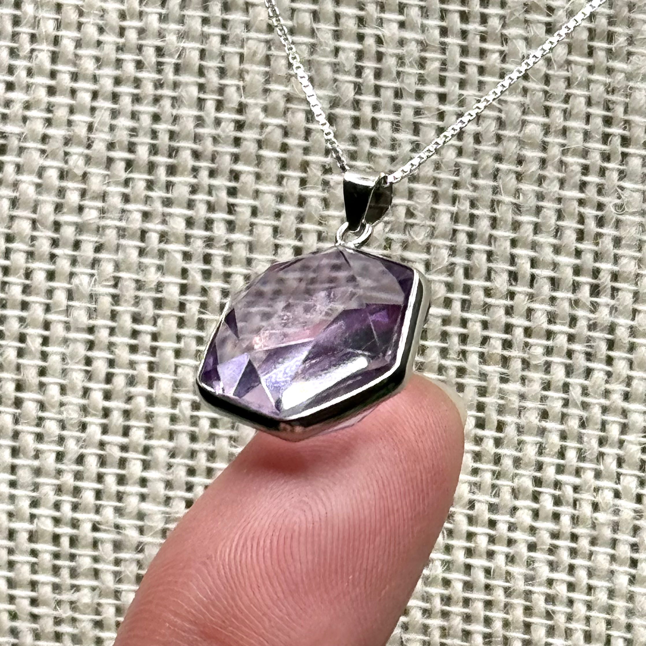 Amethyst Faceted Hexagon Pendant