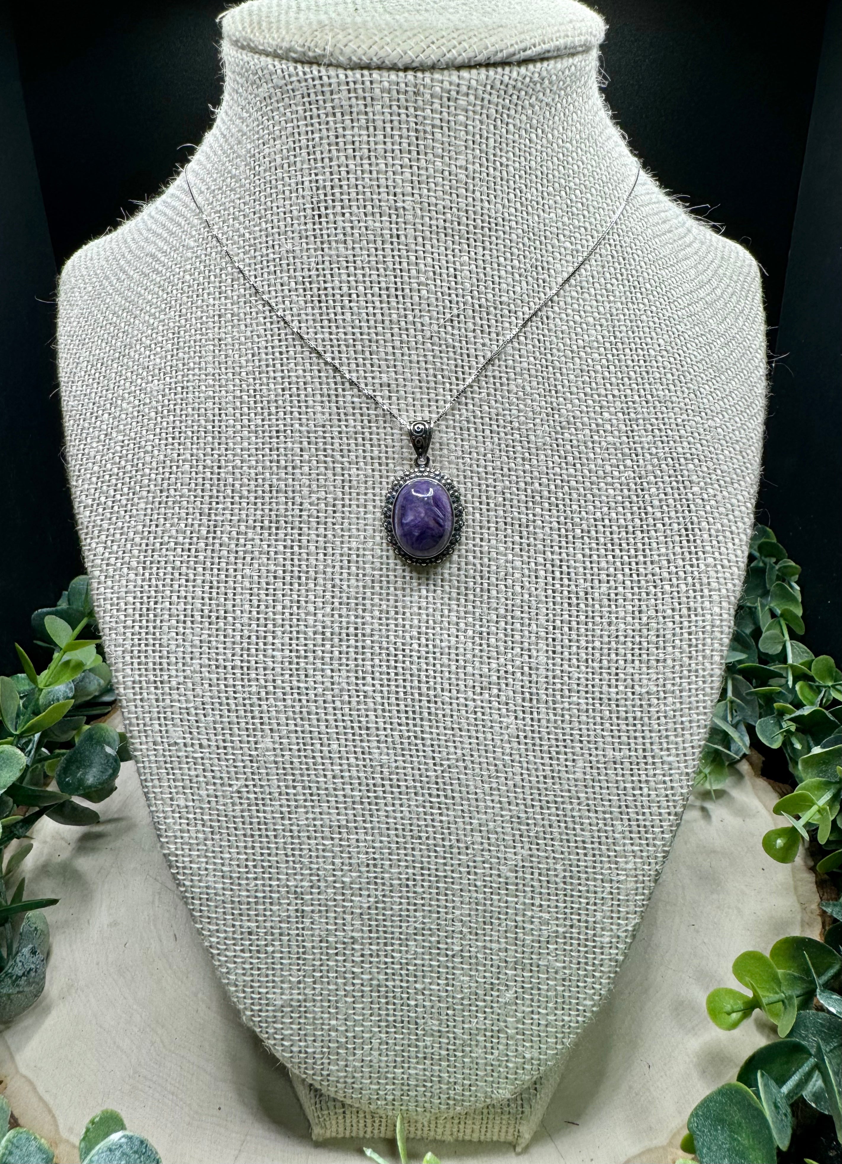 Charoite Round Pendant