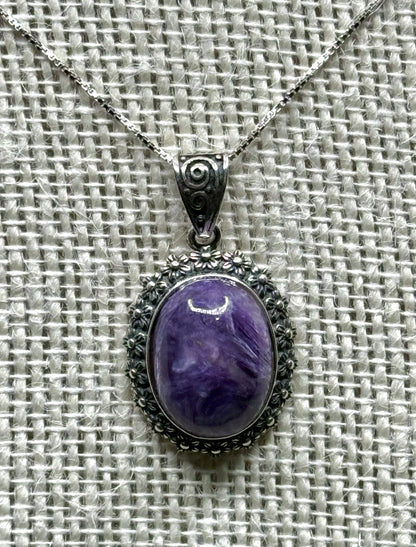 Charoite Round Pendant