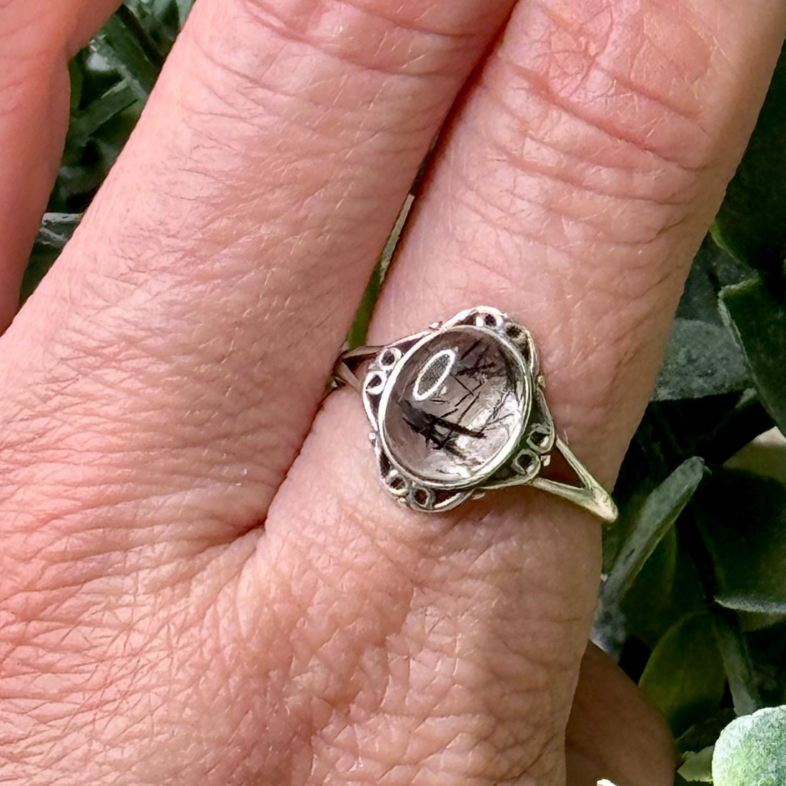 Black Tourmalinated Quartz Rings