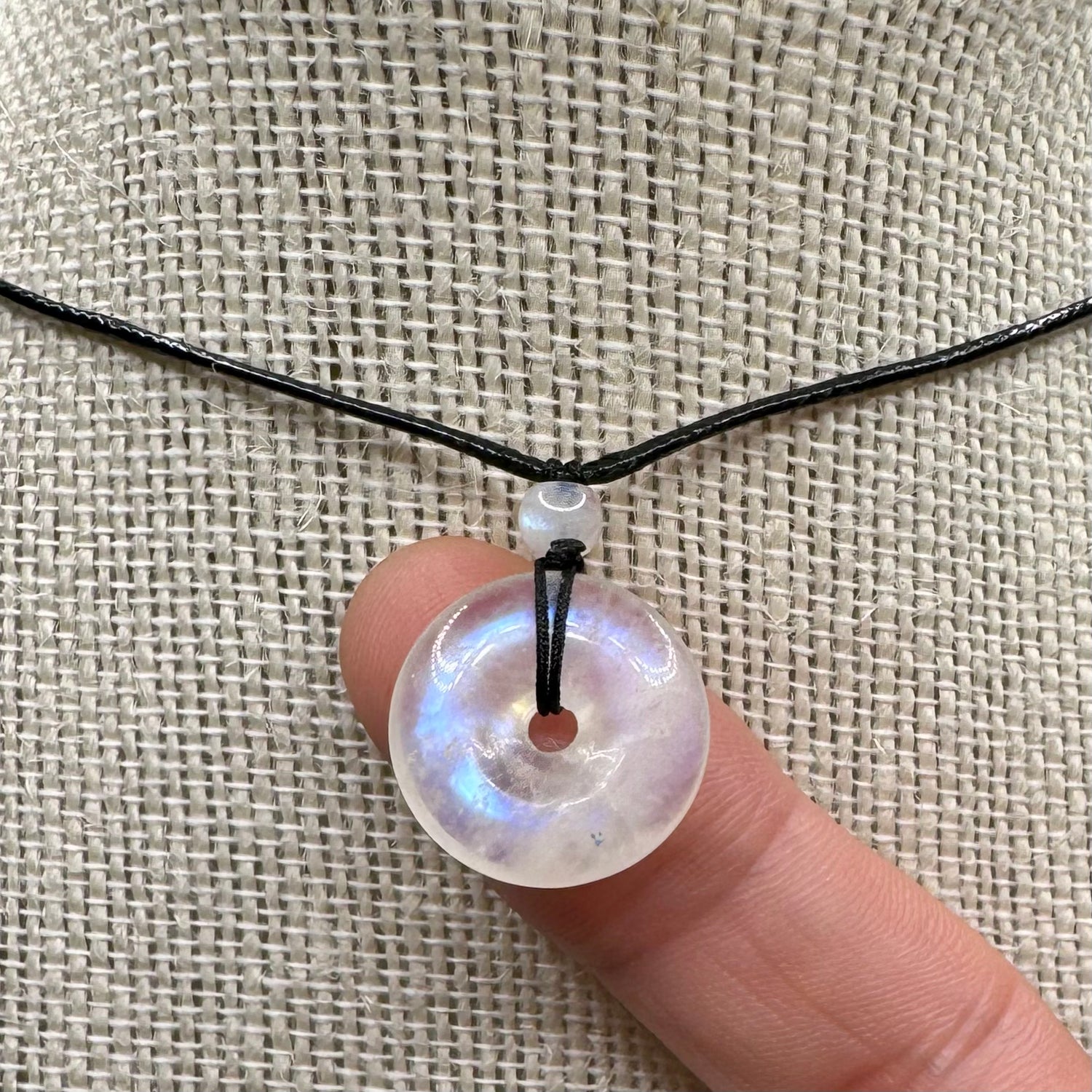 Moonstone Donut Pendant Necklace