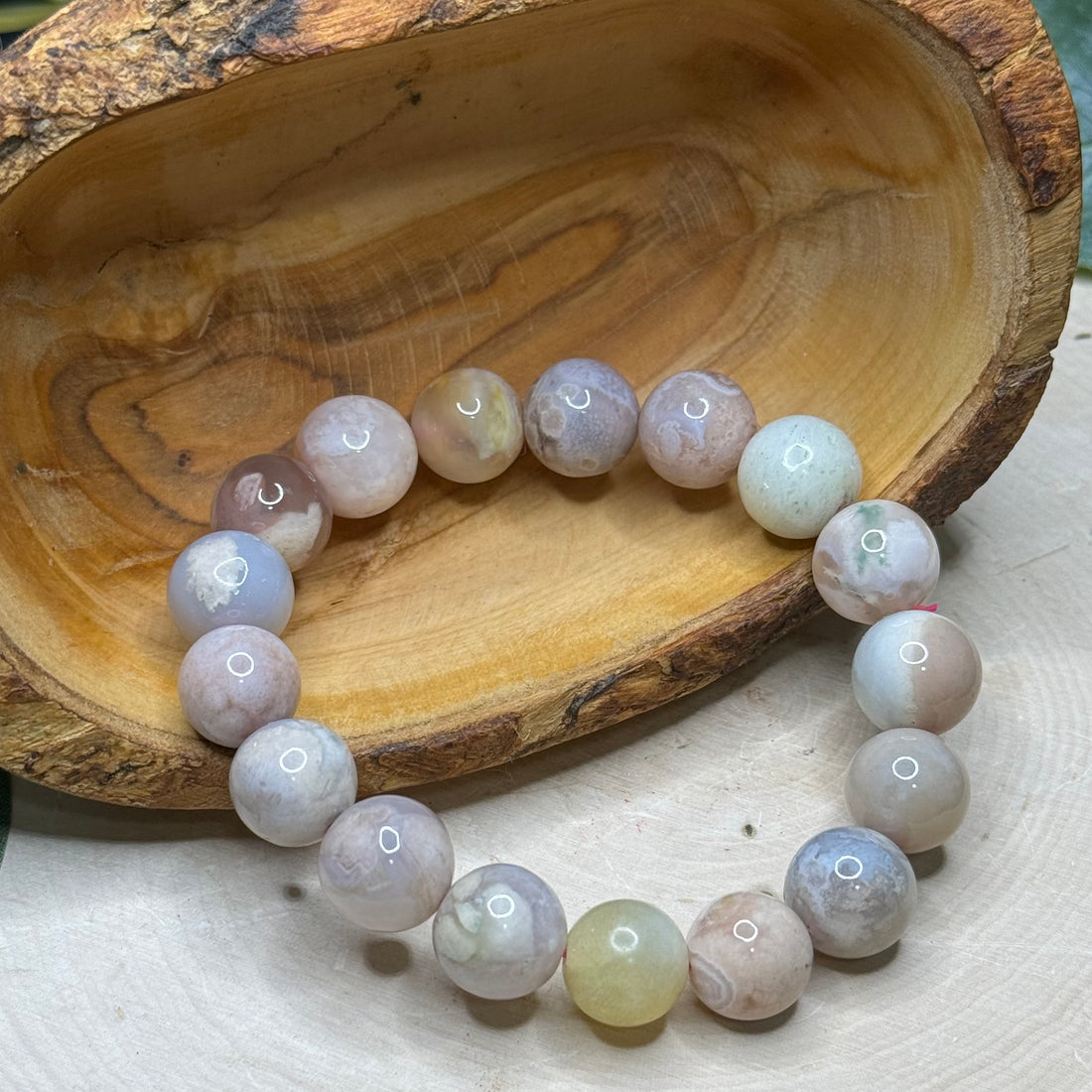 Flower Agate 12mm Bracelet