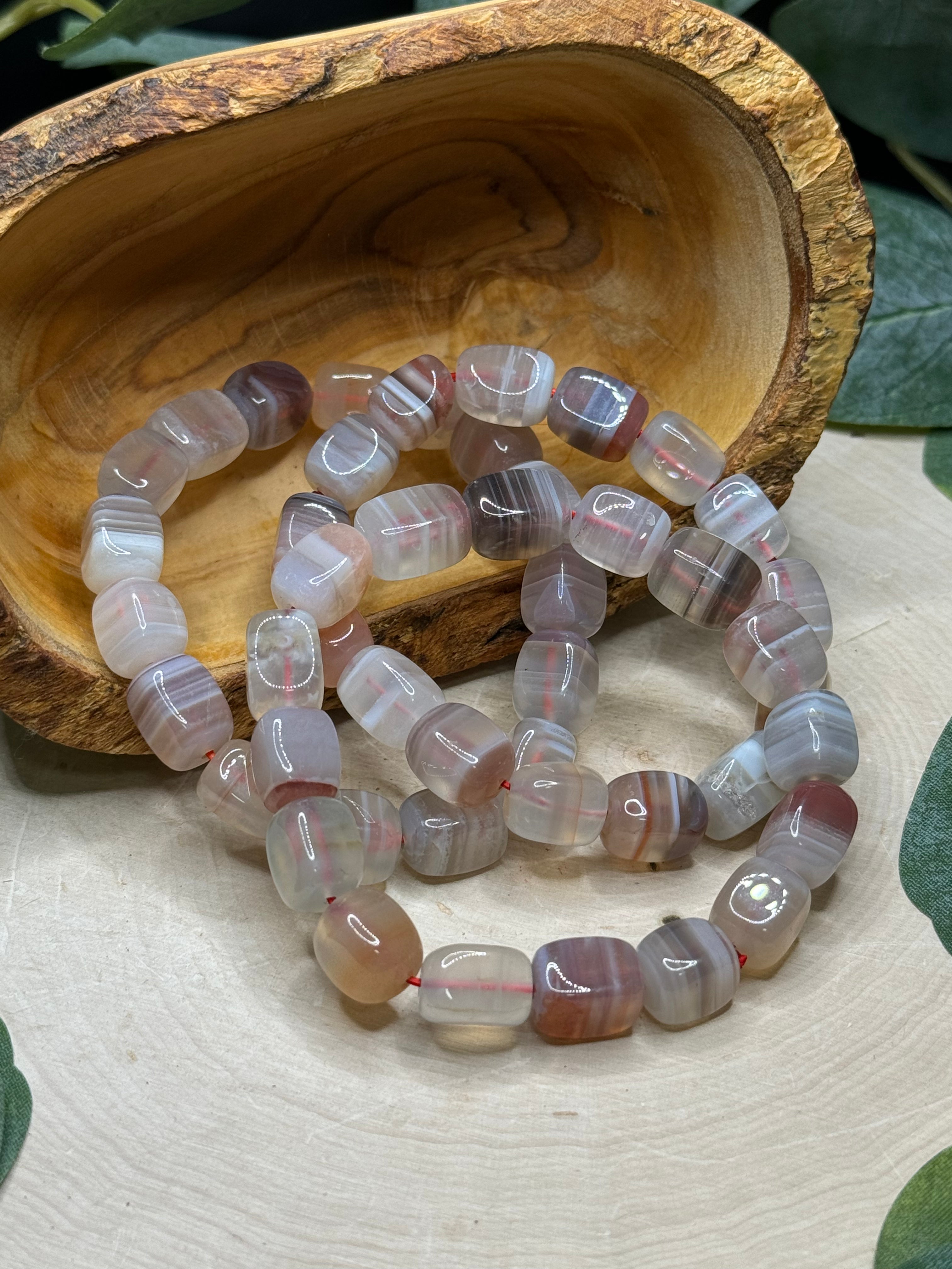 Agate Cube Bead Bracelets