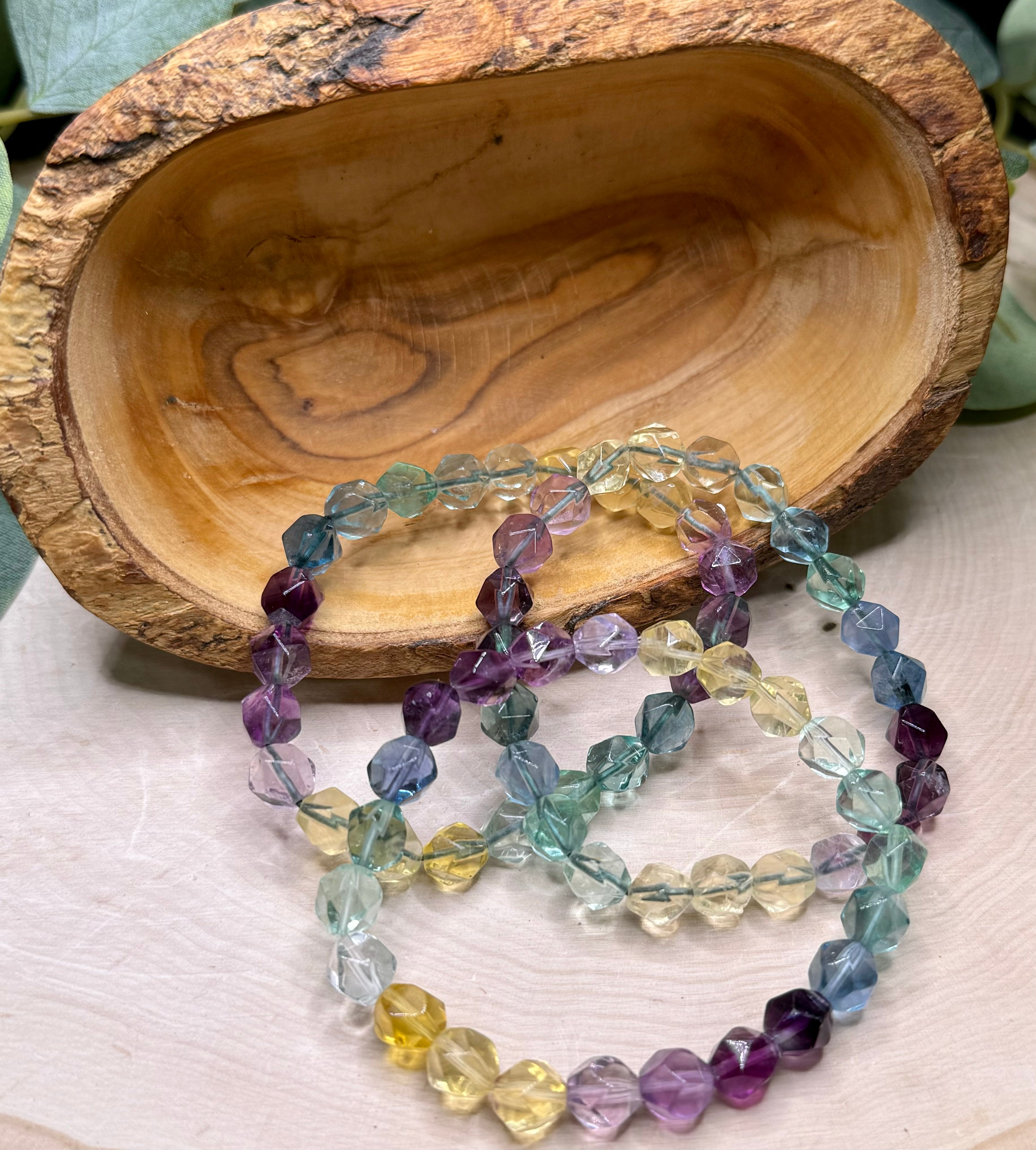 Faceted Fluorite 8mm Bracelets