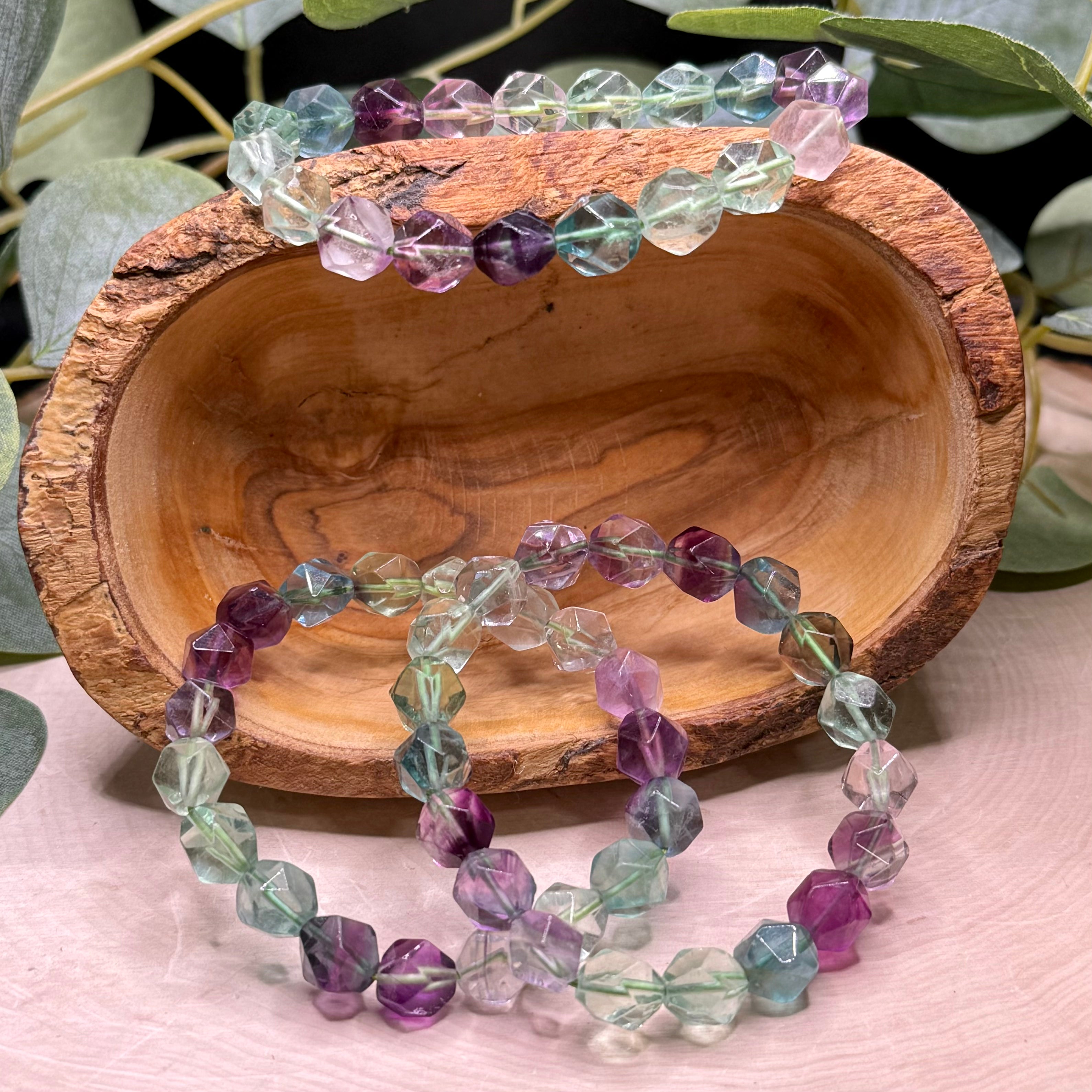 Faceted Fluorite 9mm Bracelets