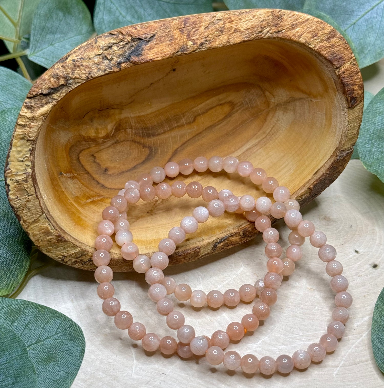 Peach Moonstone 6mm Bracelet