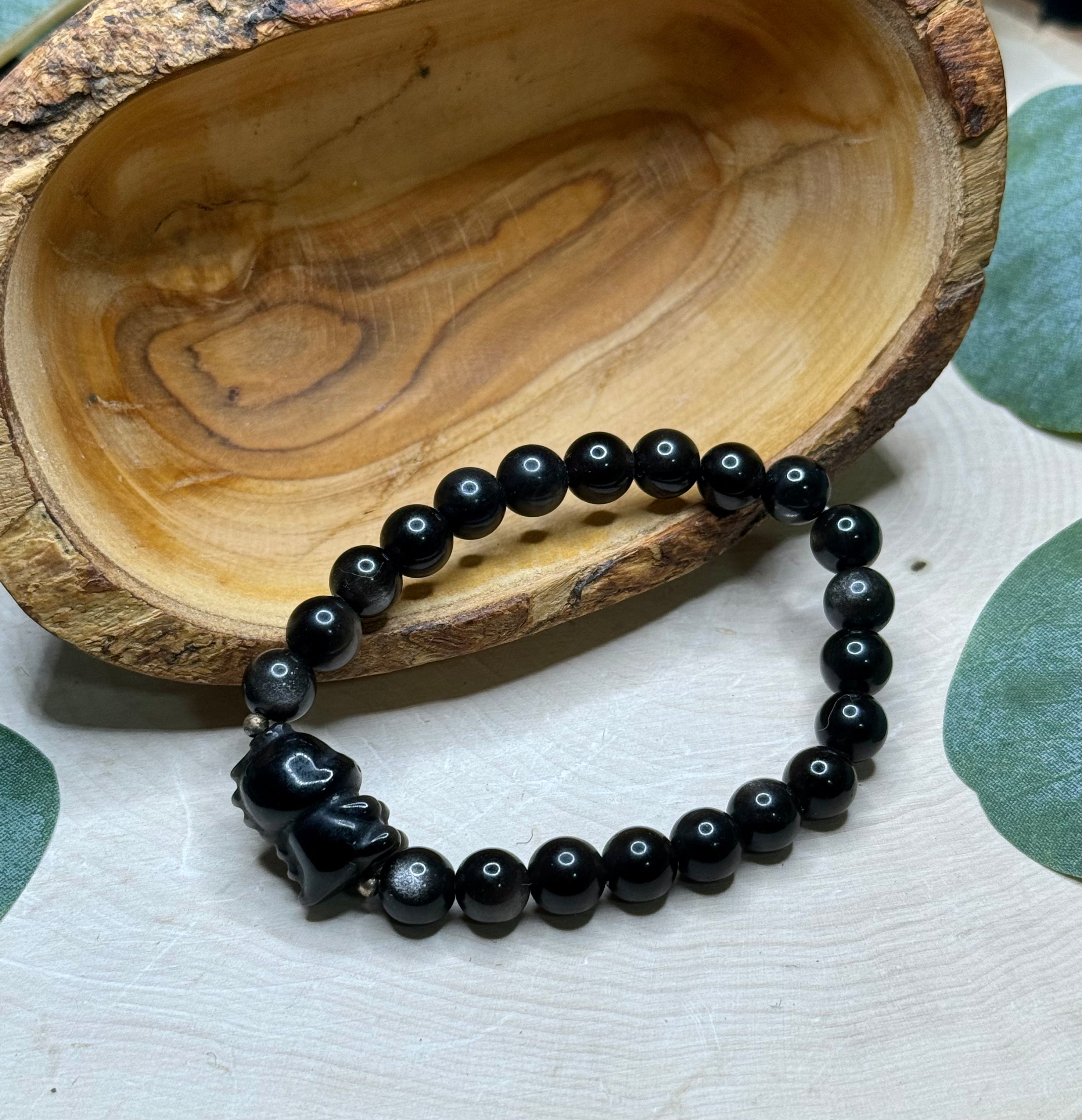 Silver Sheen Obsidian Dino Bracelet