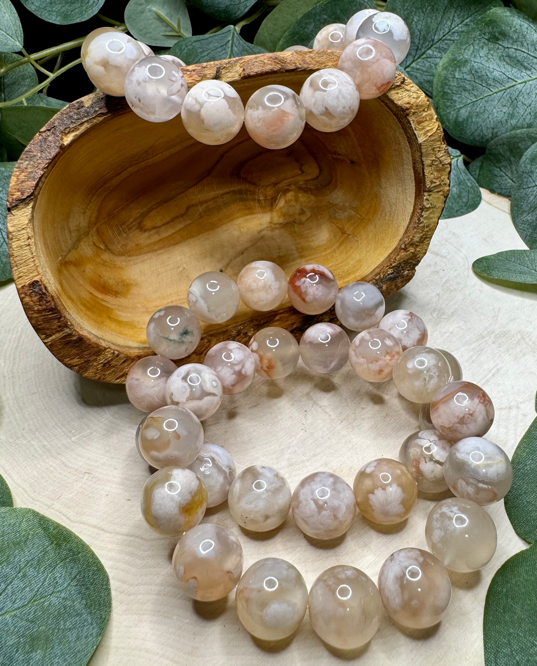 Flower Agate 14mm Bracelets