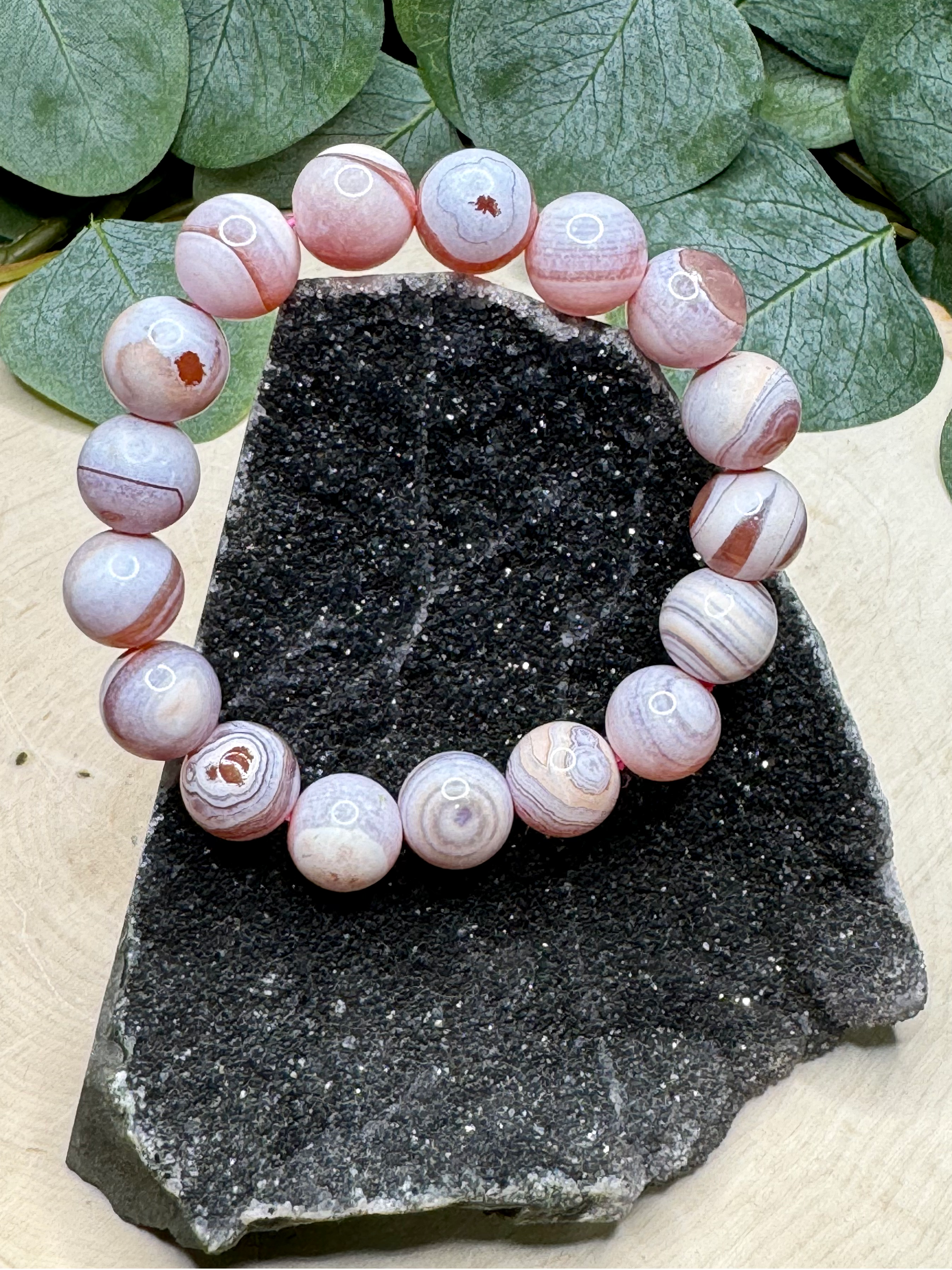 Pink Agate 12mm Bracelet