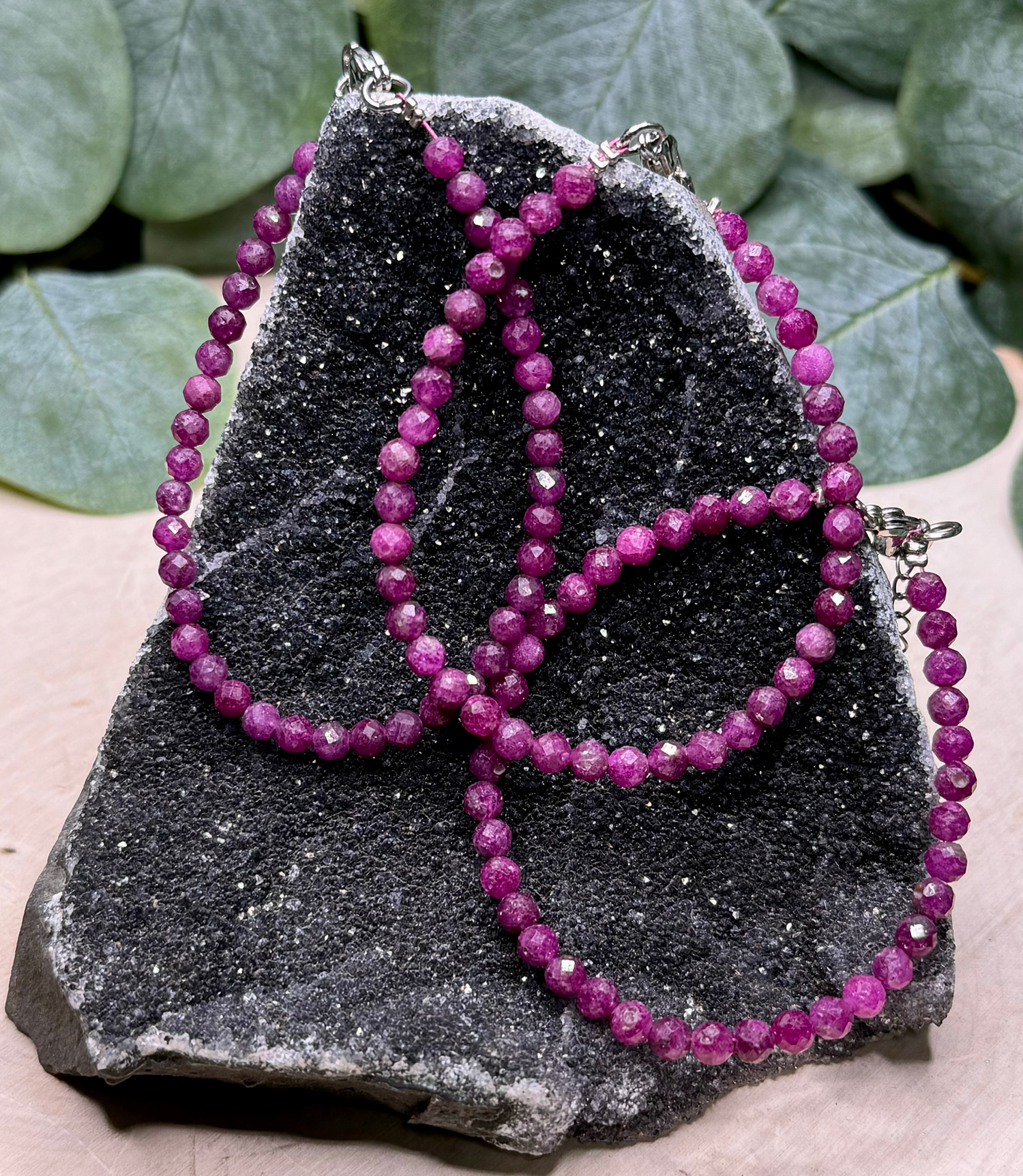 Faceted ruby 4mm Bracelet