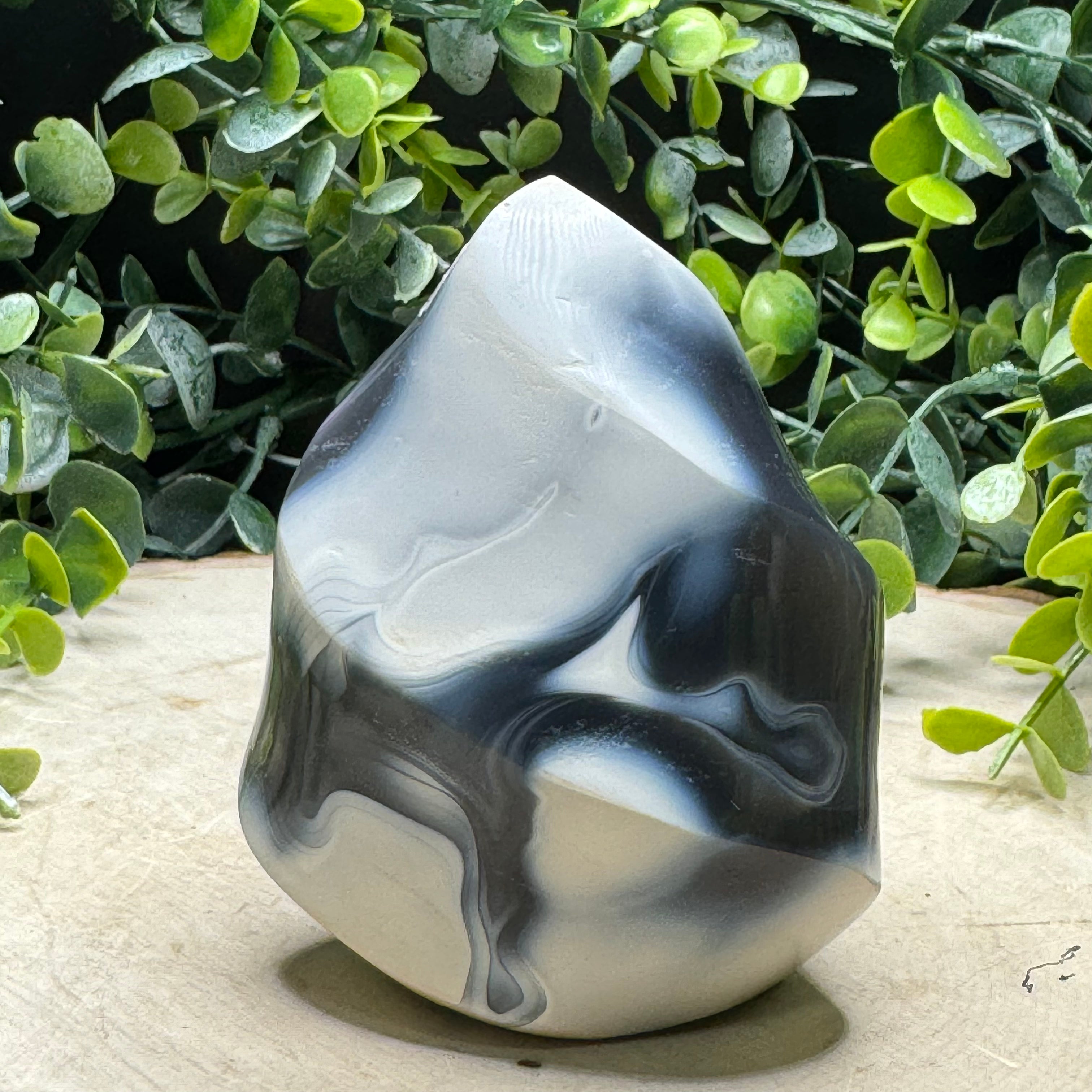 Orca Agate Flame Carvings