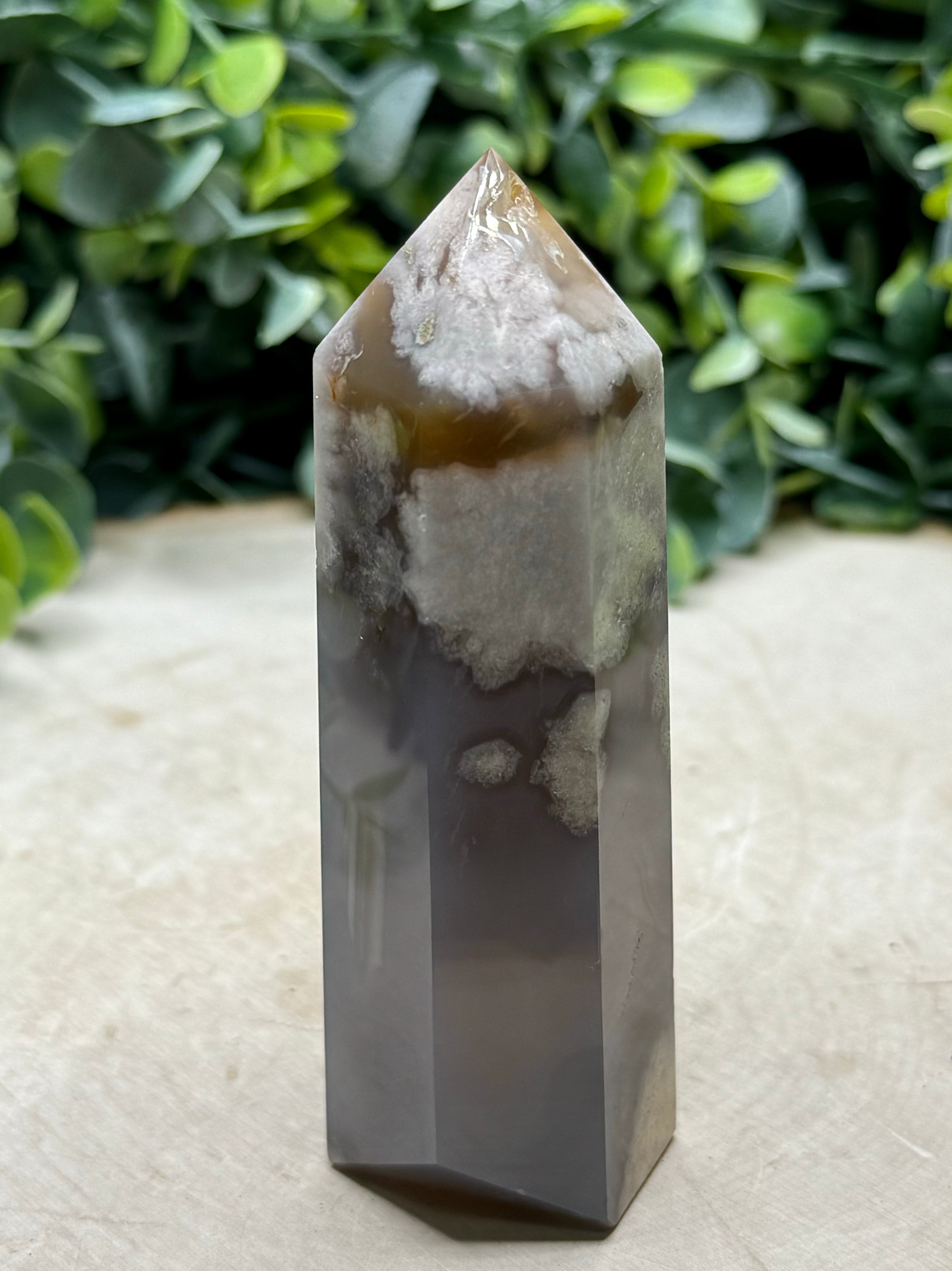 Black Flower Agate Towers