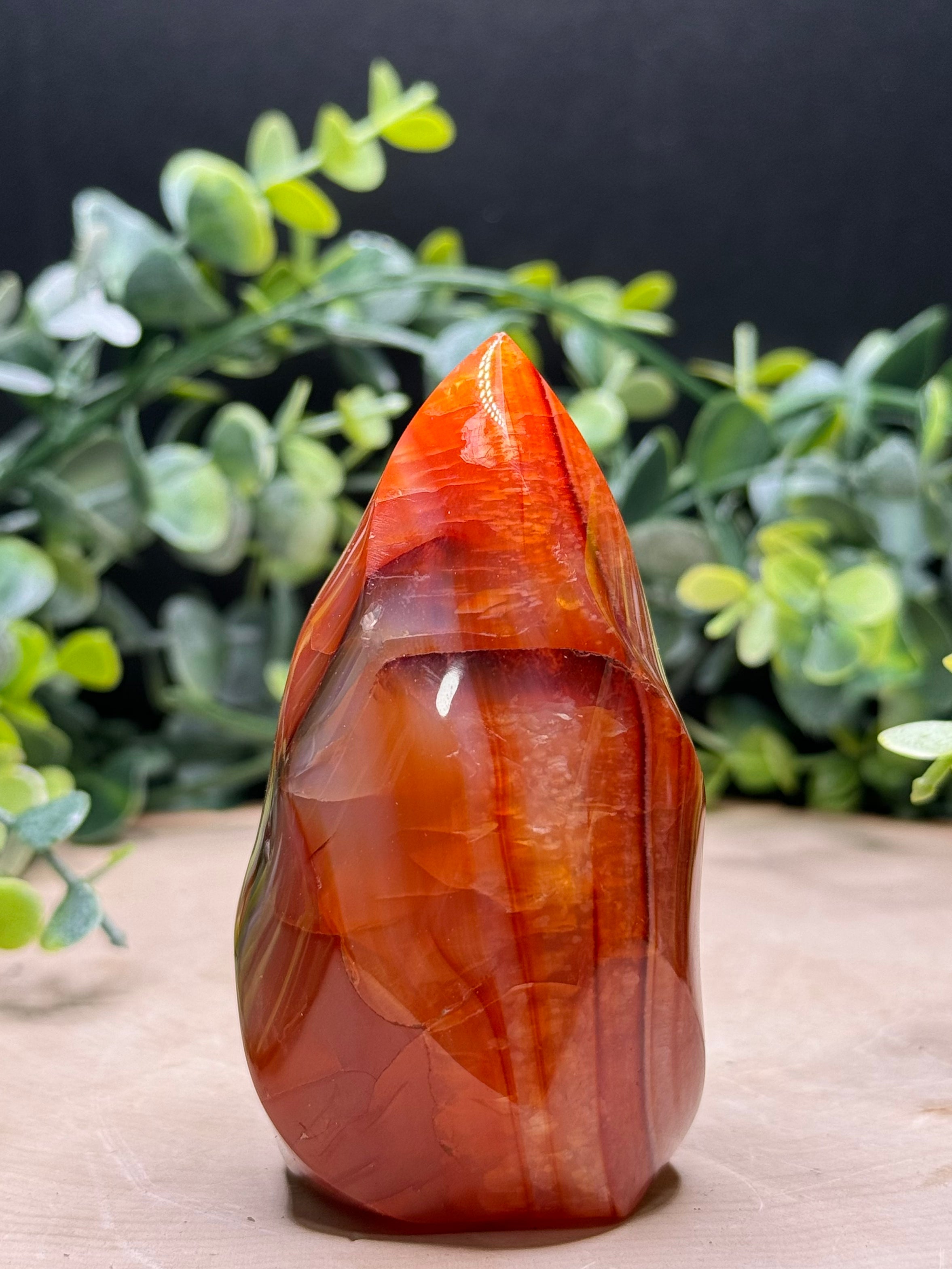 Carnelian Flame Carvings | Natural Polished Carnelian Flames | Red Agate Crystal Decor