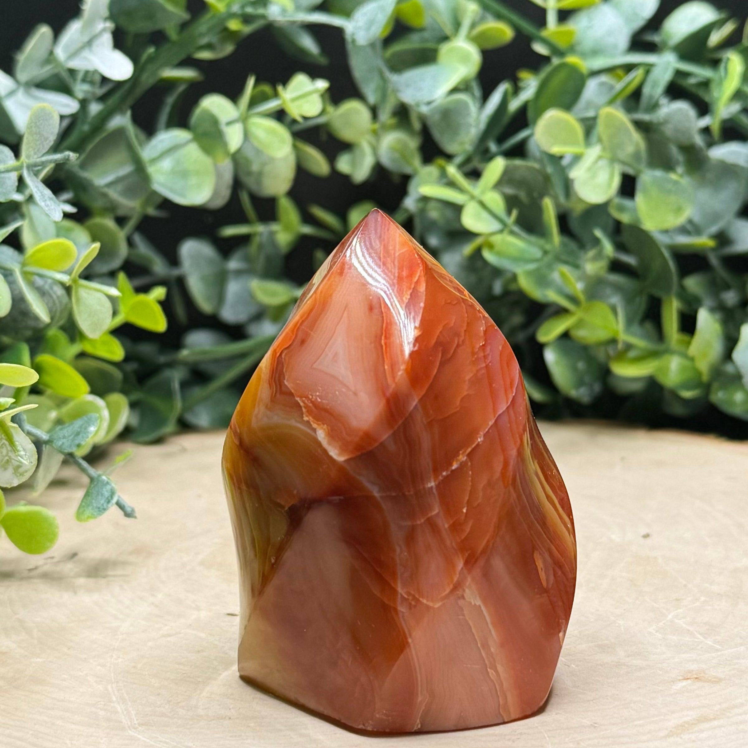 Carnelian Flame Carvings | Natural Polished Carnelian Flames | Red Agate Crystal Decor