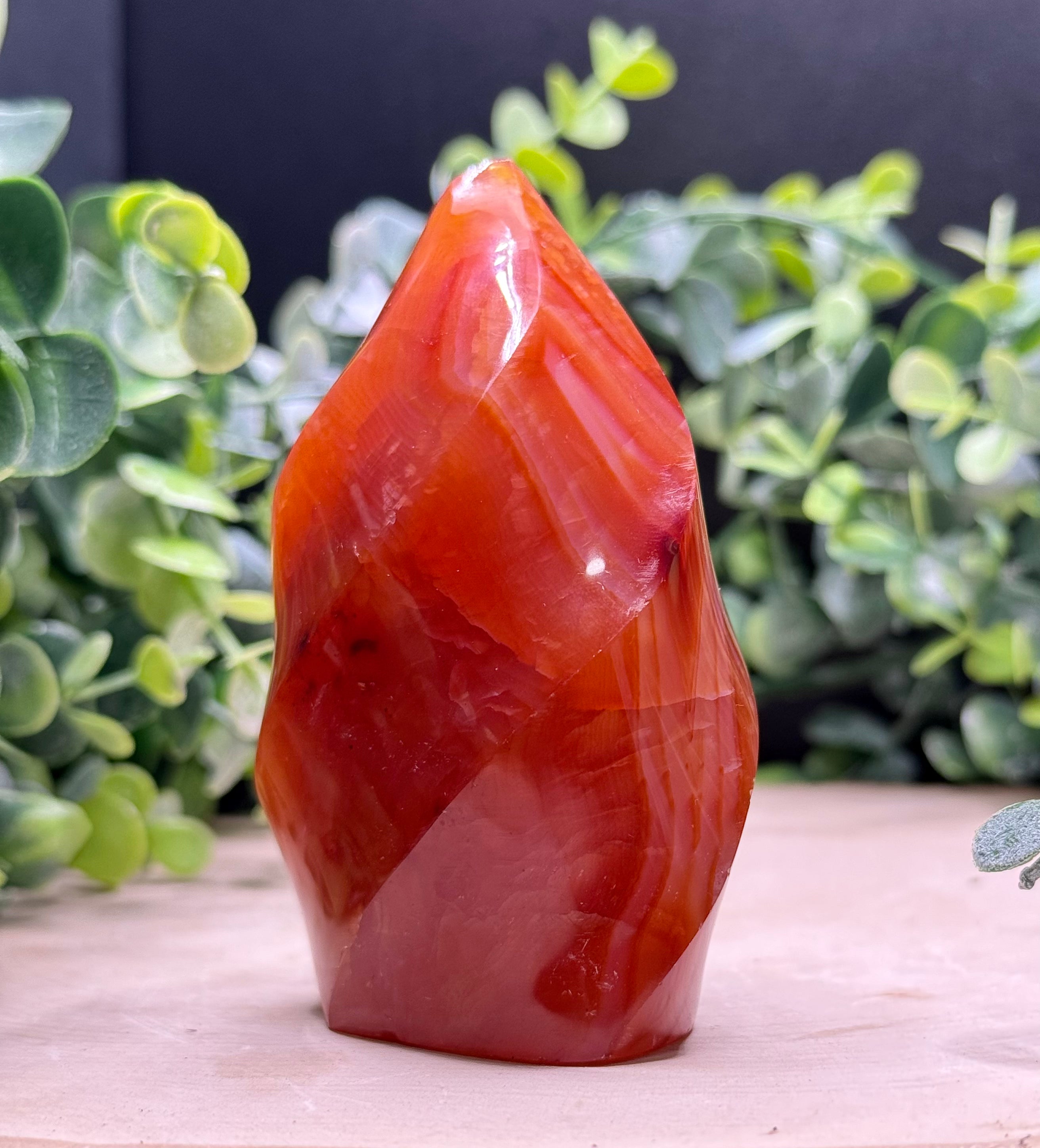 Carnelian Flame Carvings | Natural Polished Carnelian Flames | Red Agate Crystal Decor