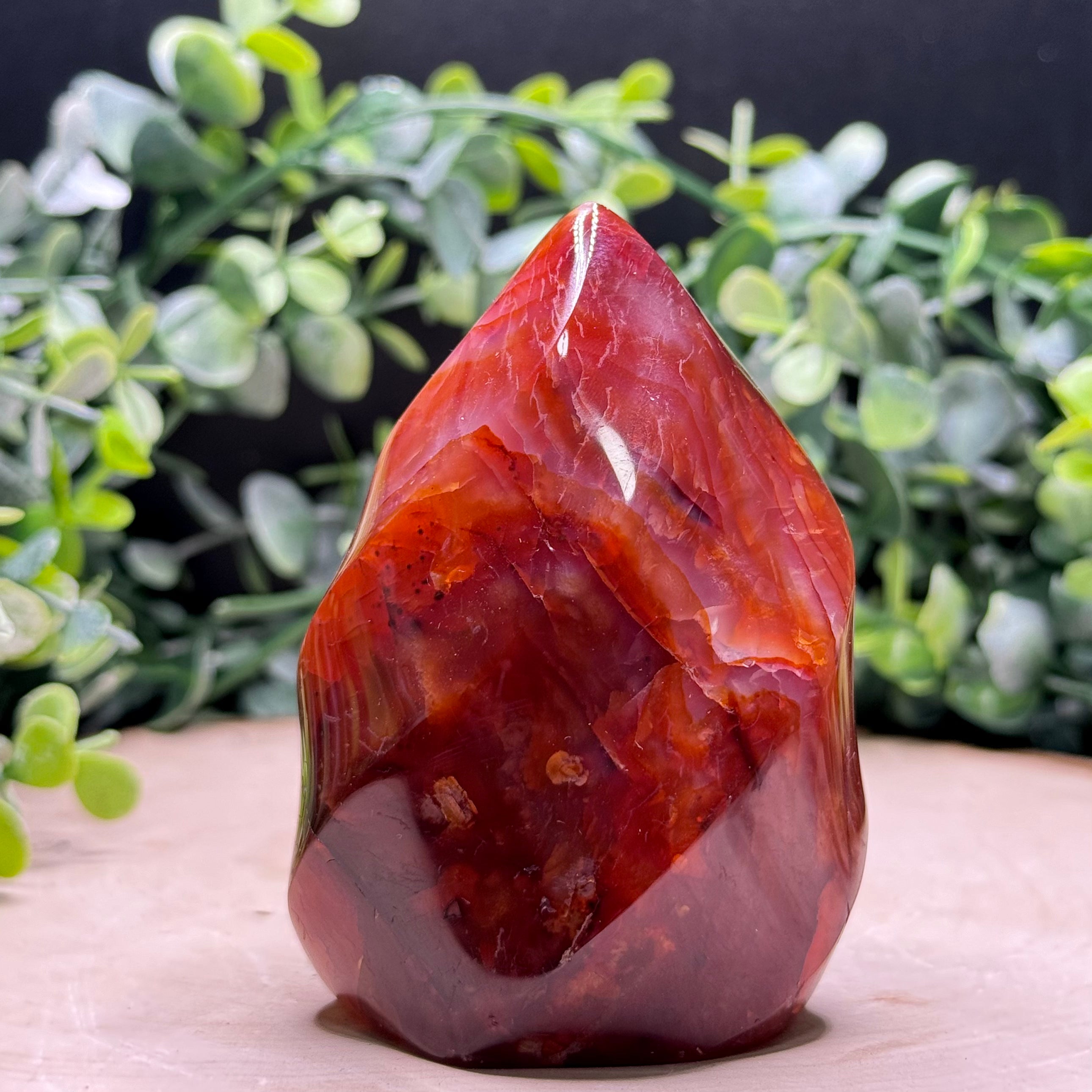 Carnelian Flame Carvings | Natural Polished Carnelian Flames | Red Agate Crystal Decor
