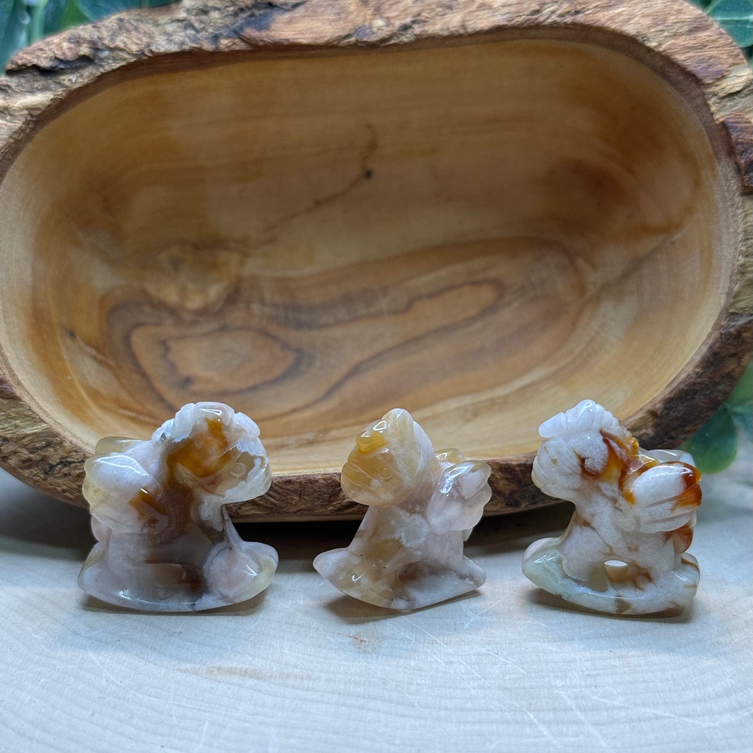 Small Flower Agate Rocking Horse Carvings